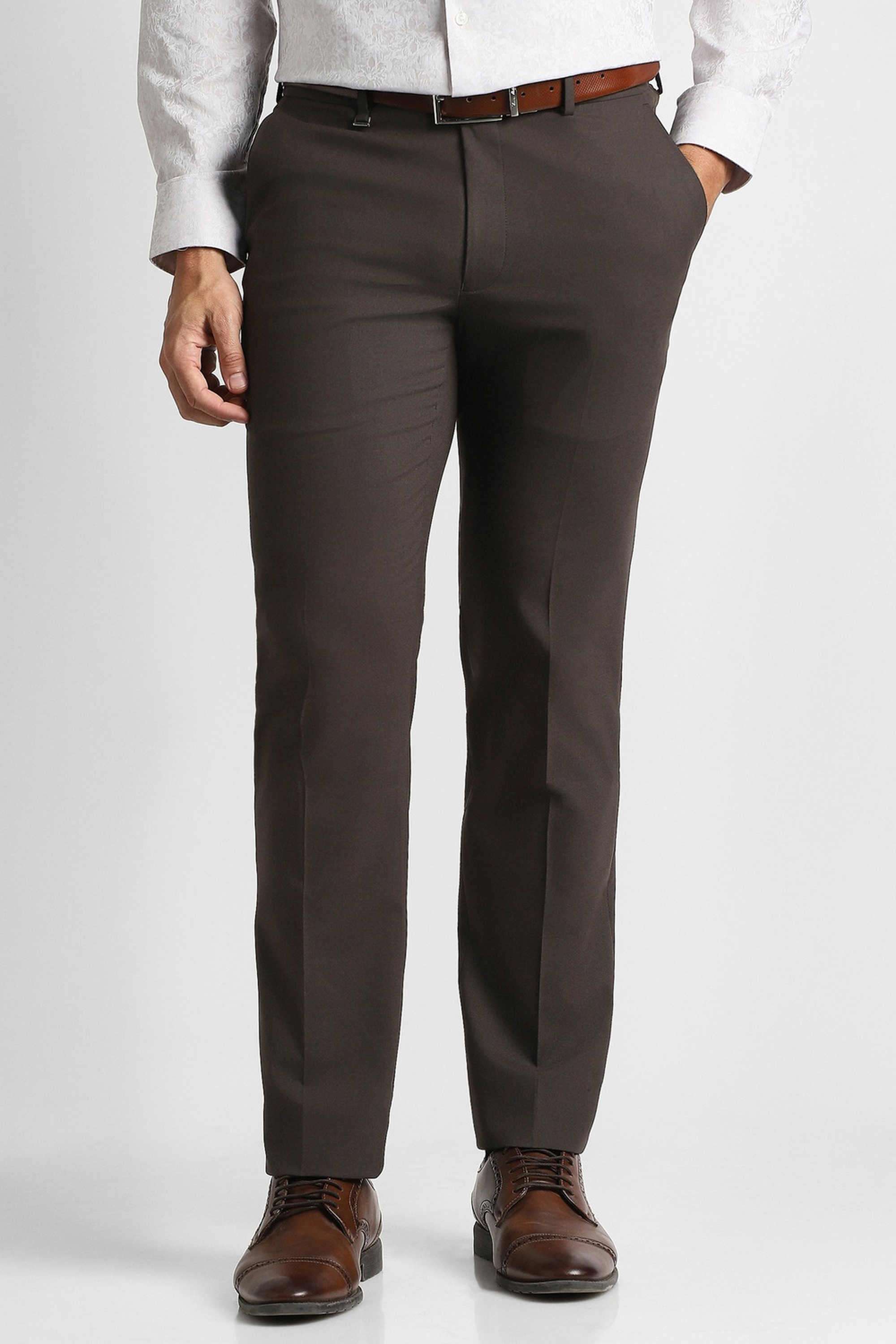 Solid-Polyester-Viscose-Slim-Fit-Men-s-Trousers
