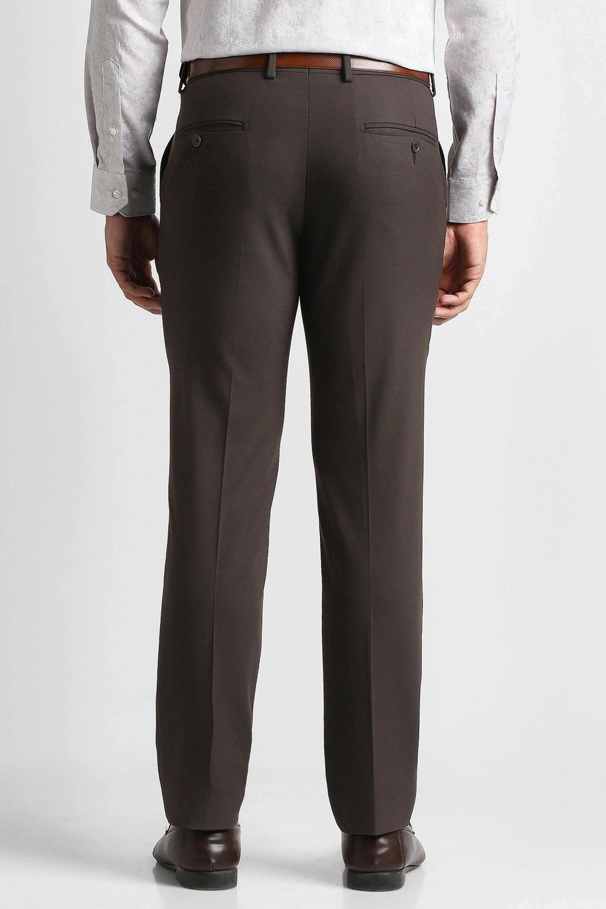 Solid-Polyester-Viscose-Slim-Fit-Men-s-Trousers