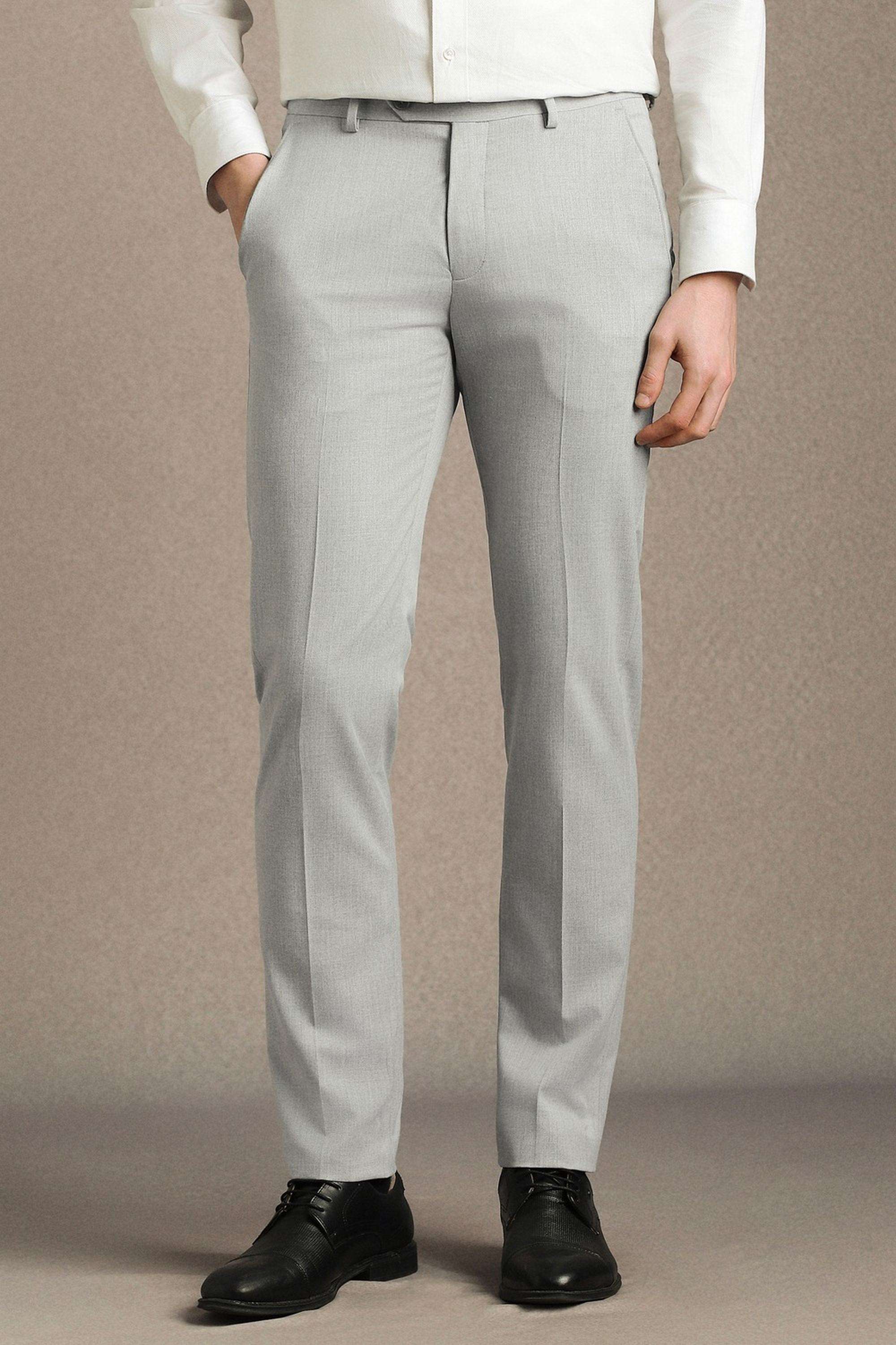 Solid-Blended-Fabric-Straight-Fit-Men-s-Formal-Wear-Trousers