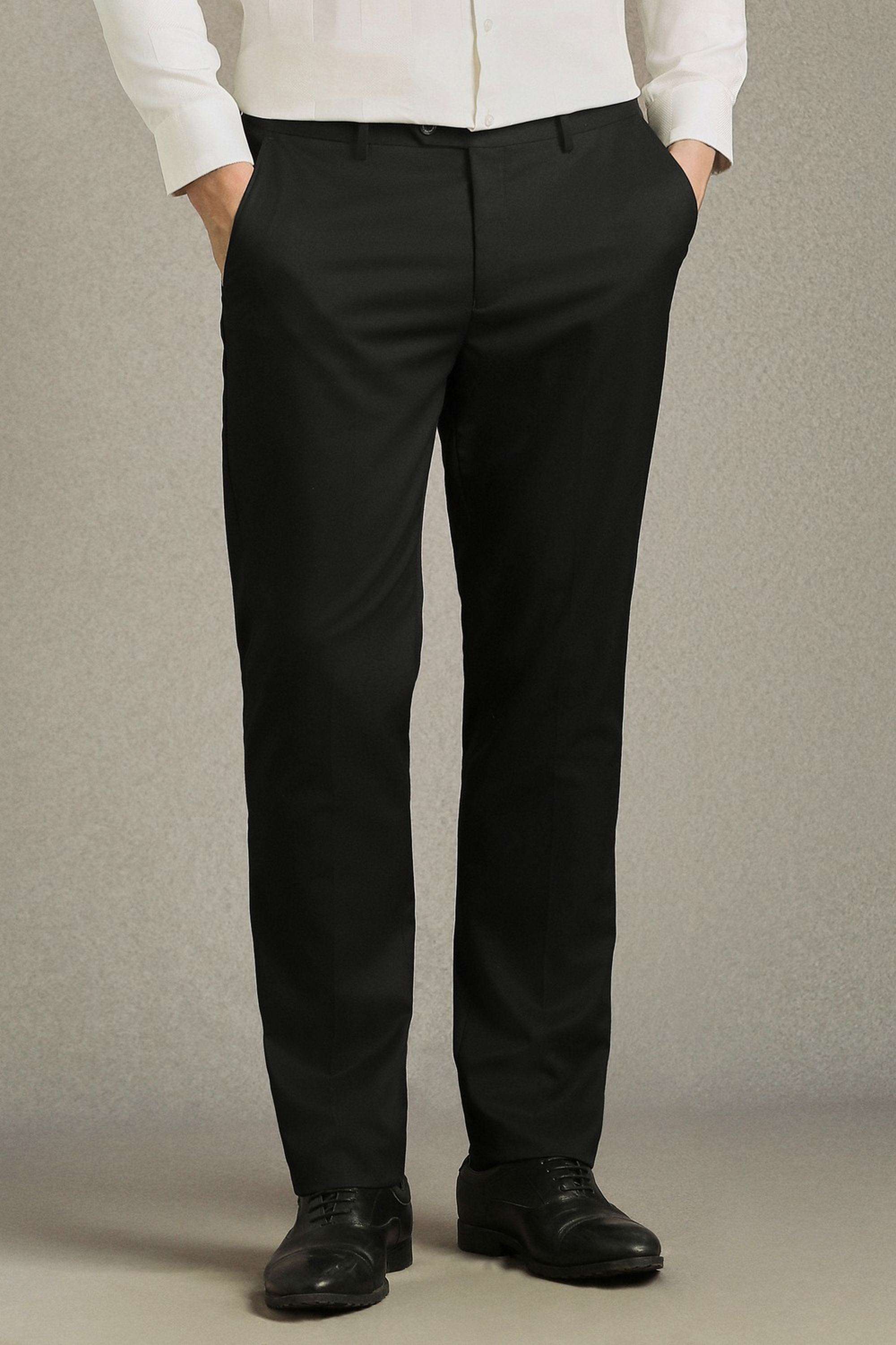 Solid-Polyester-Viscose-Straight-Fit-Men-s-Formal-Trousers