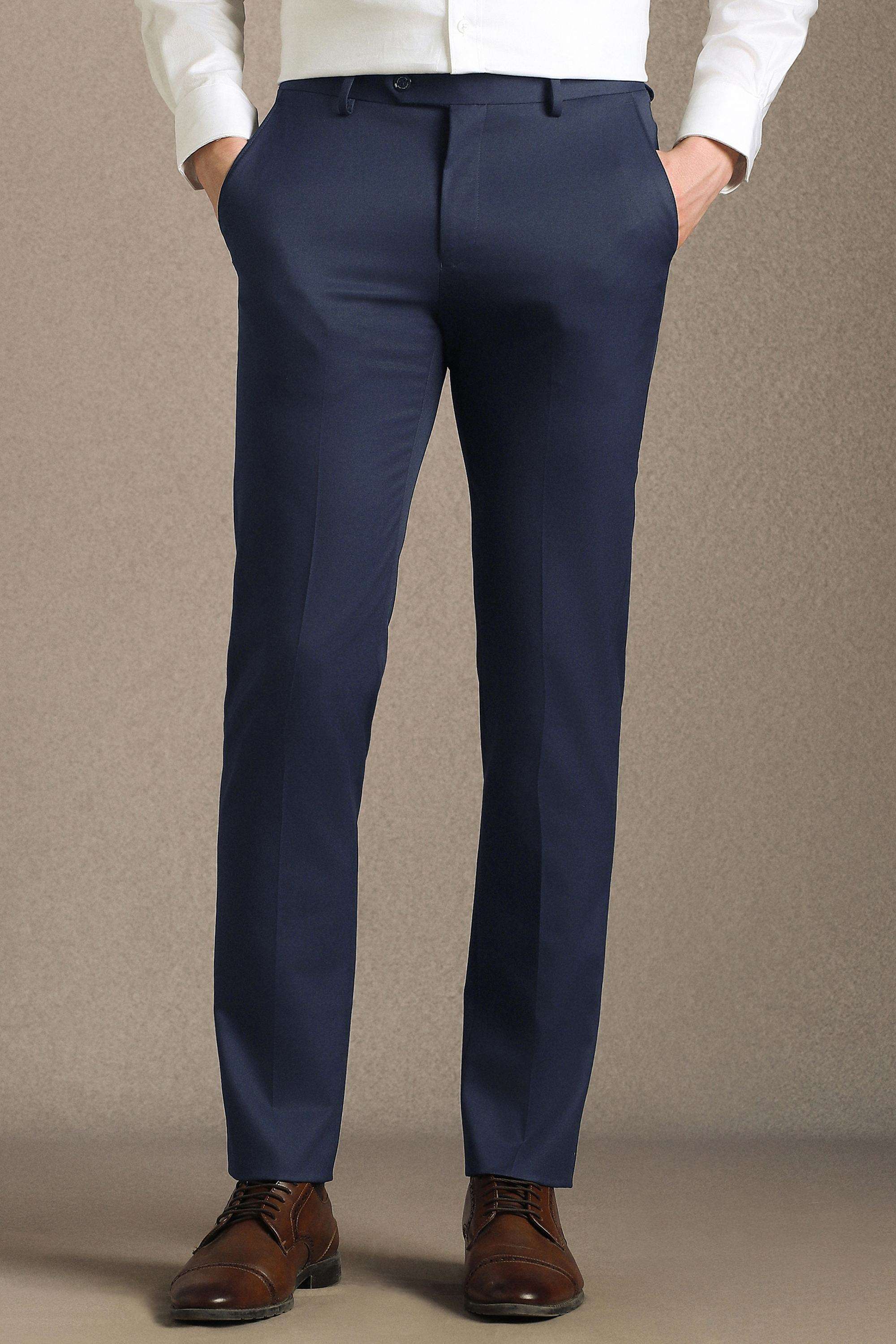 Solid-Blended-Fabric-Straight-Fit-Men-s-Formal-Wear-Trousers