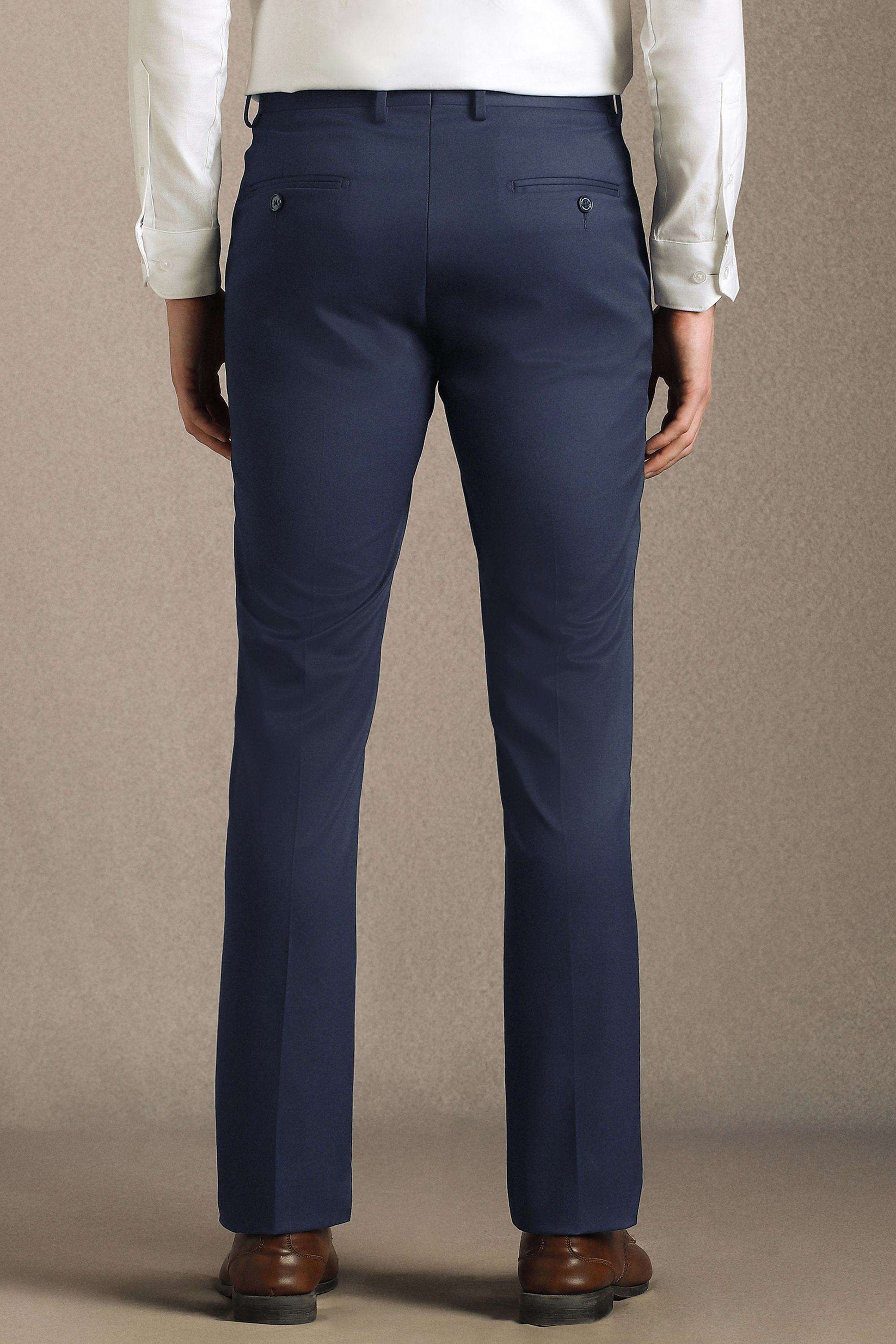 Solid-Blended-Fabric-Straight-Fit-Men-s-Formal-Wear-Trousers