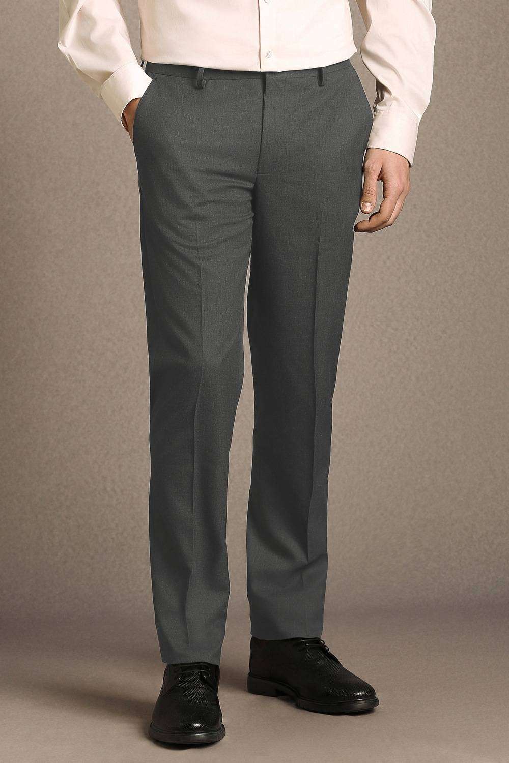 Solid-Polyester-Viscose-Slim-Fit-Men-s-Trousers