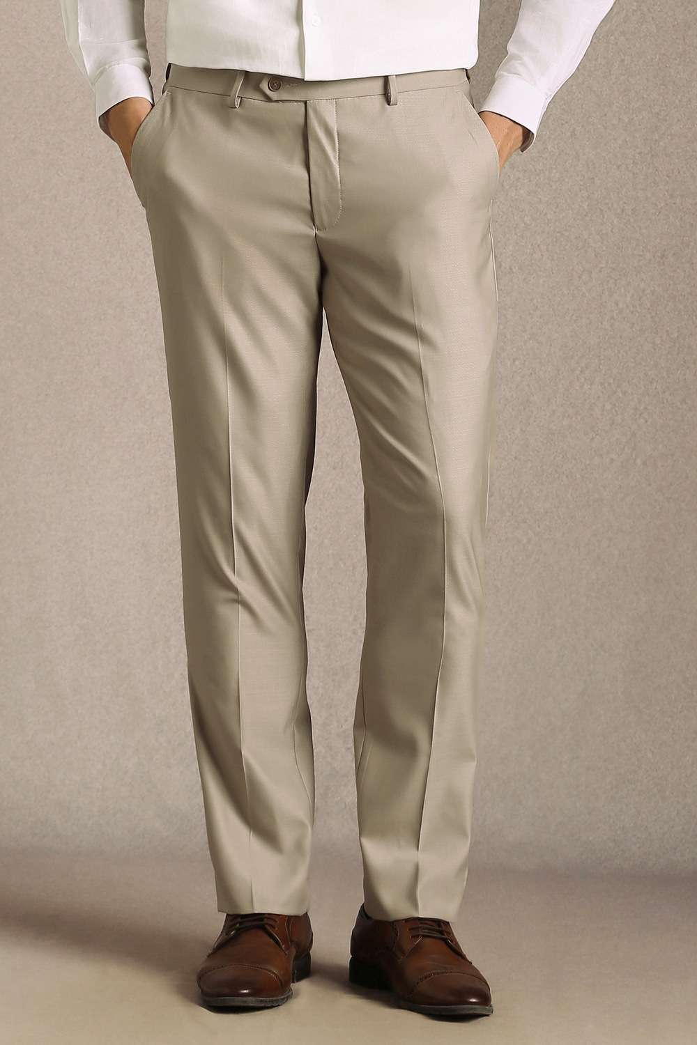 Solid-Polyester-Blend-Slim-Fit-Men-s-Trousers