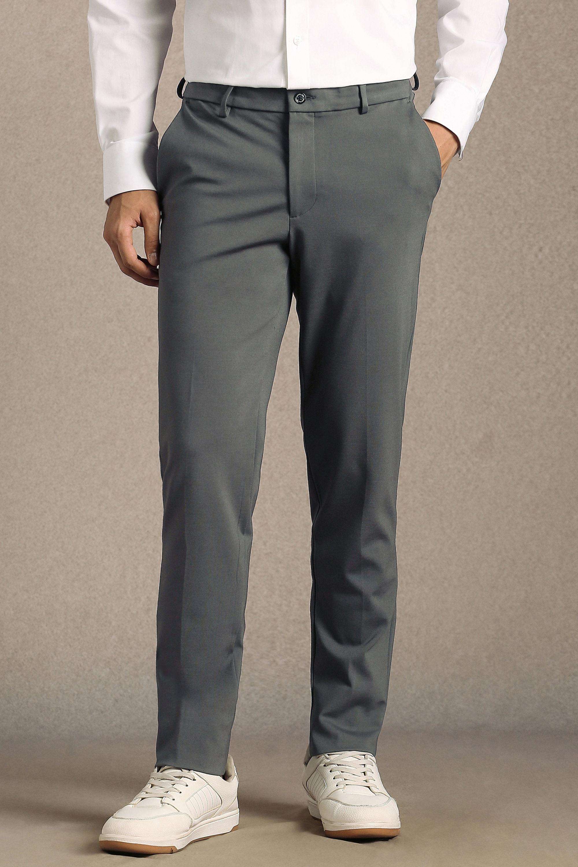 Solid-Nylon-Terry-Slim-Fit-Men-s-Formal-Trousers