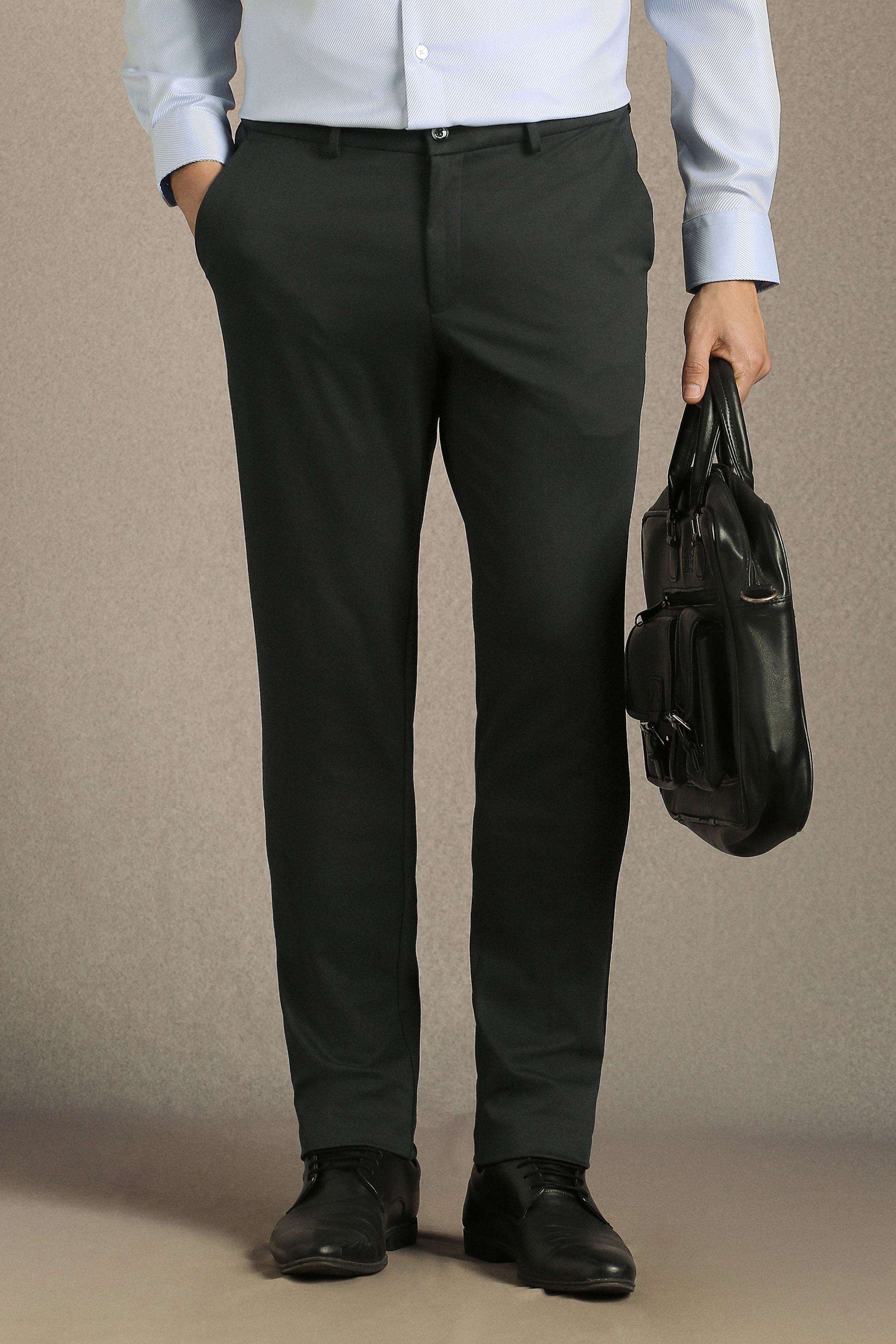 Solid-Cotton-Nylon-Slim-Fit-Men-s-Trousers
