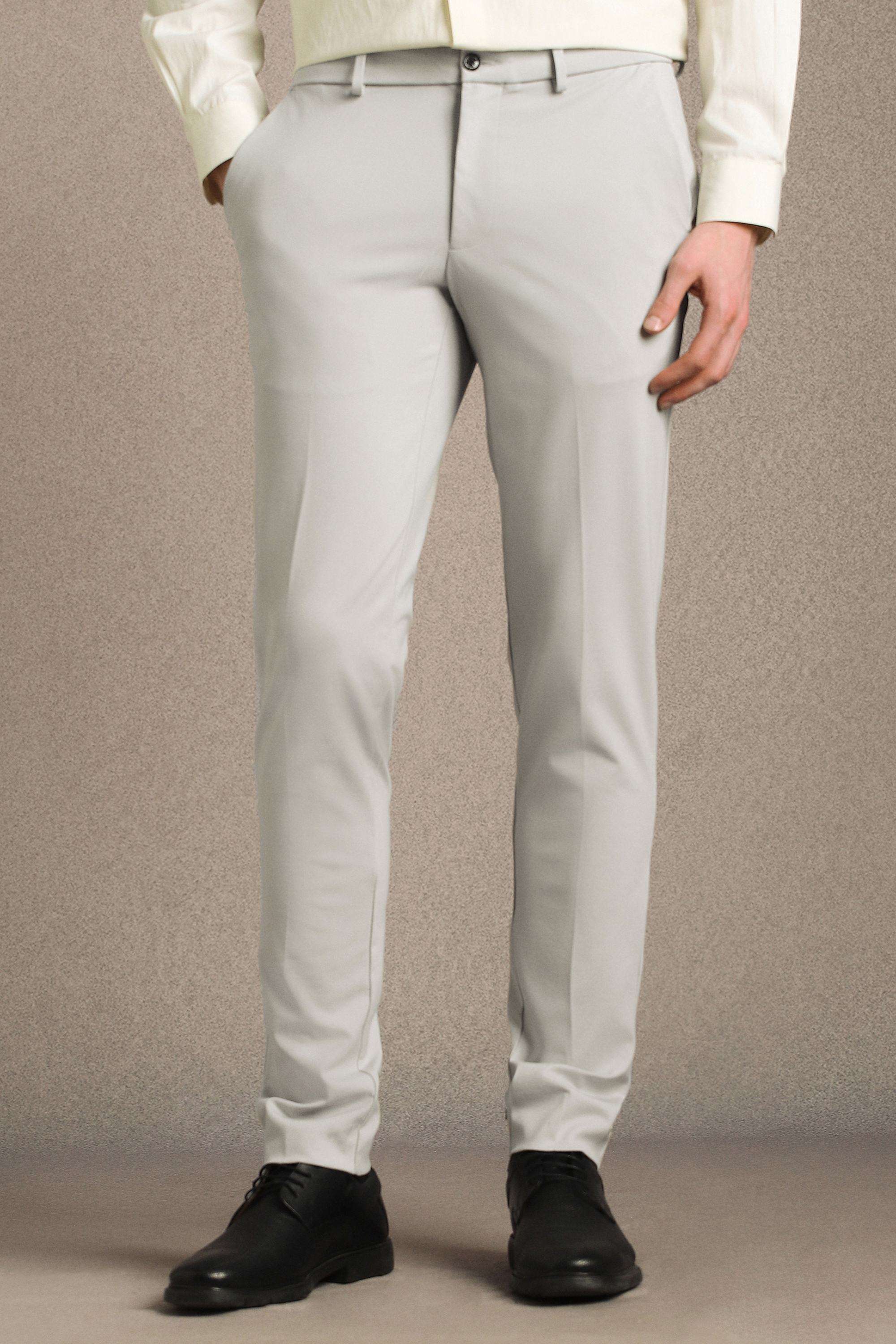 Solid-Blended-Fabric-Tapered-Fit-Men-s-Formal-Wear-Trousers