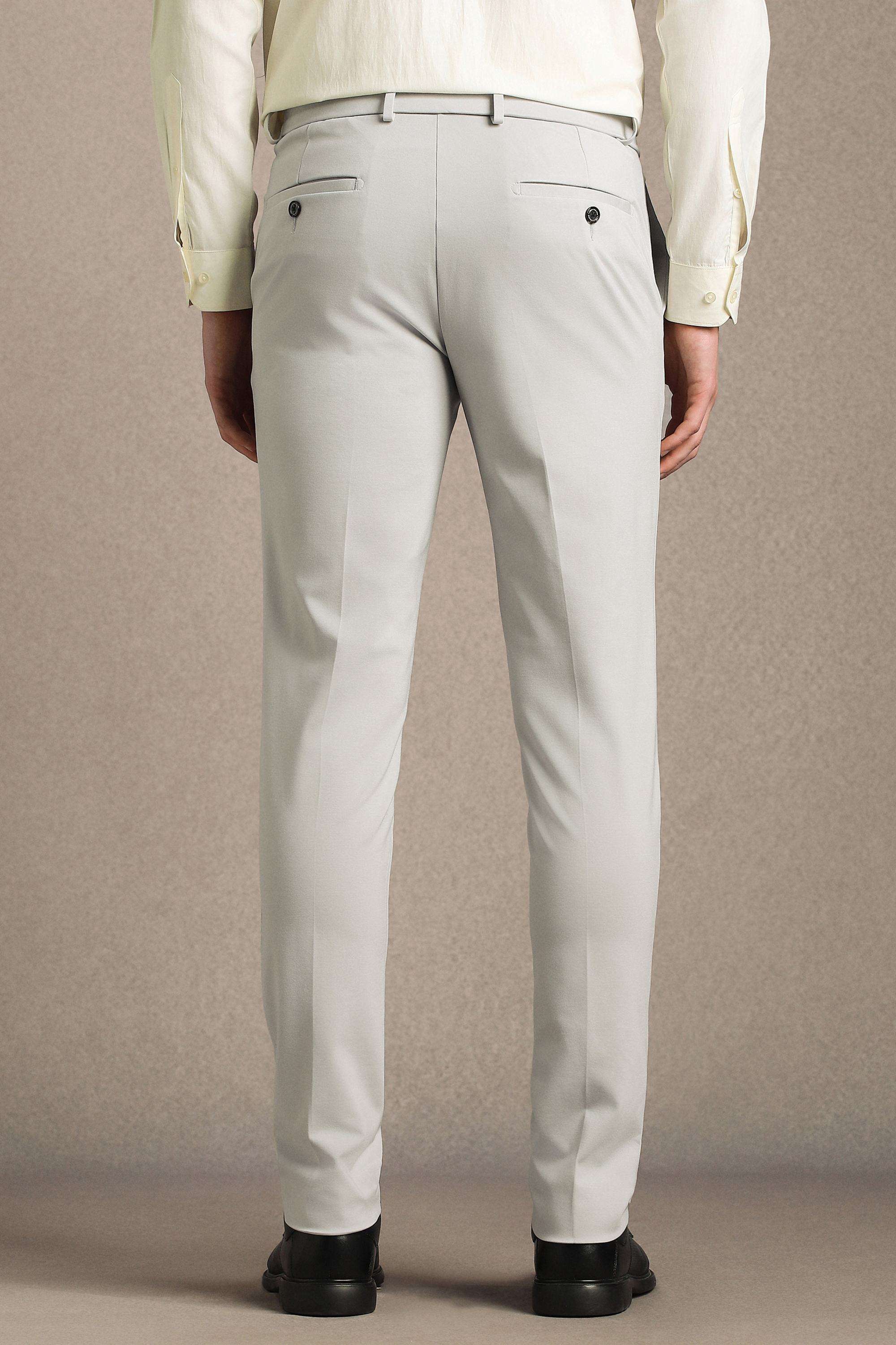 Solid-Blended-Fabric-Tapered-Fit-Men-s-Formal-Wear-Trousers