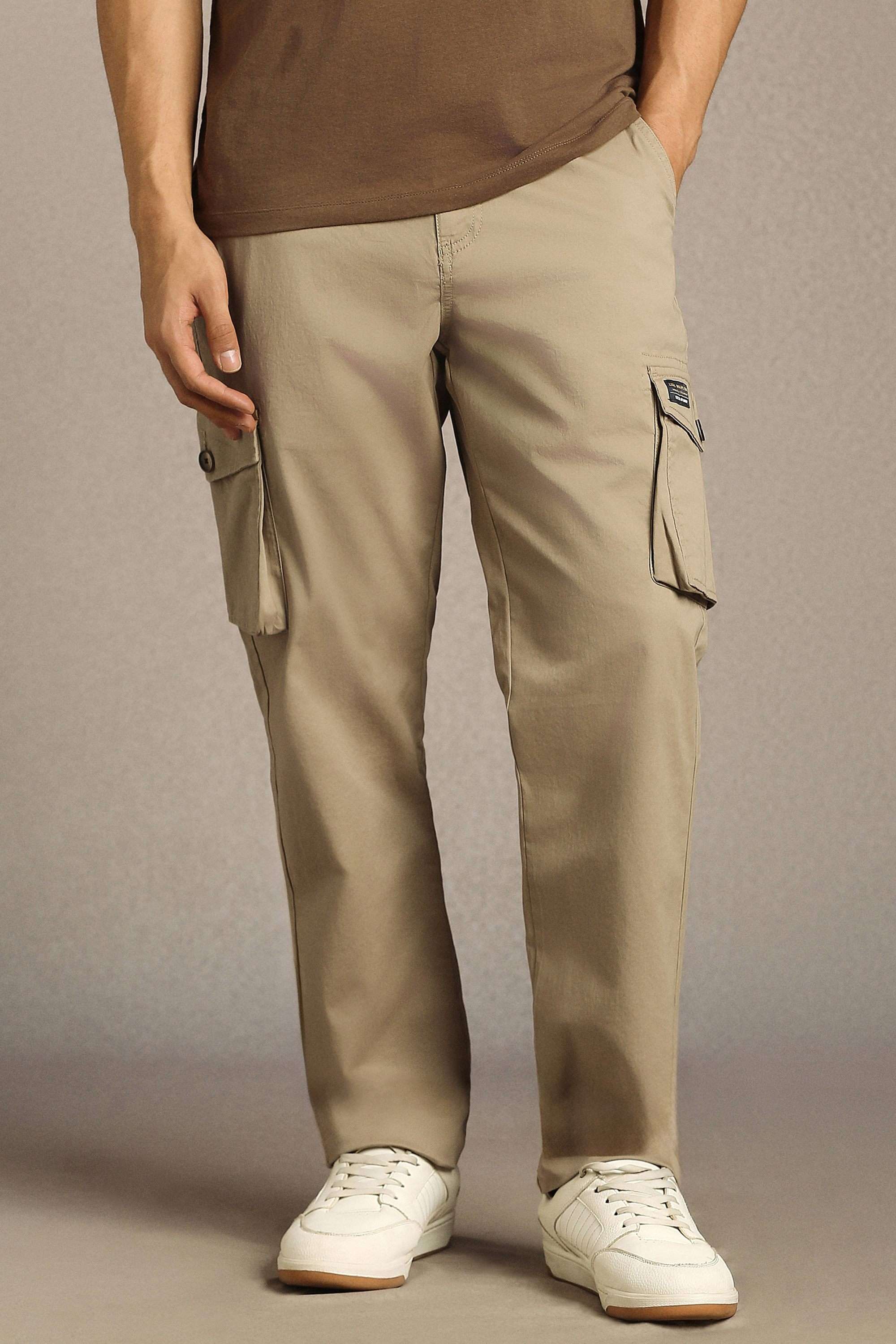 Solid-Cotton-Blend-Straight-Fit-Men-s-Casual-Trousers
