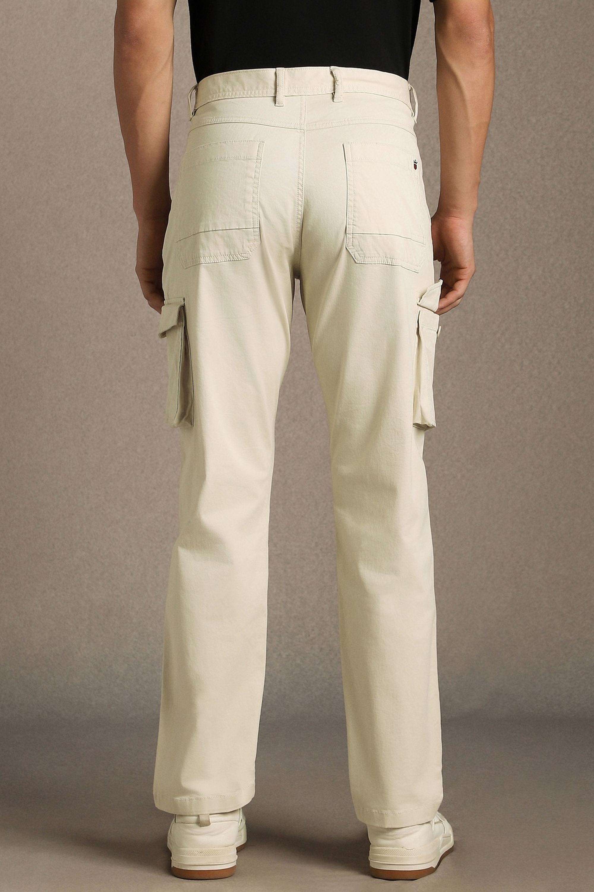 Solid-Cotton-Blend-Straight-Fit-Men-s-Casual-Trousers