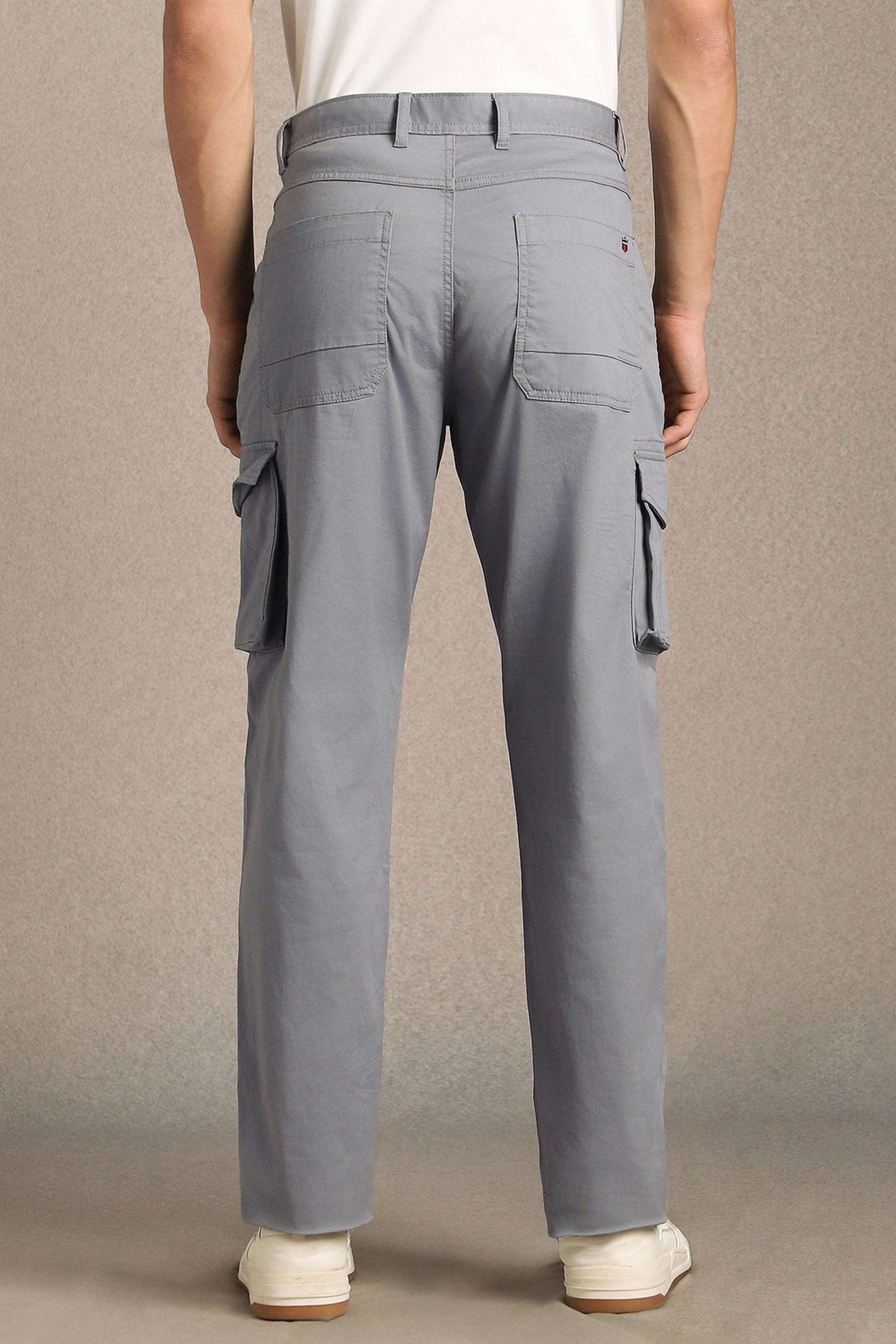 Solid-Cotton-Blend-Straight-Fit-Men-s-Casual-Trousers