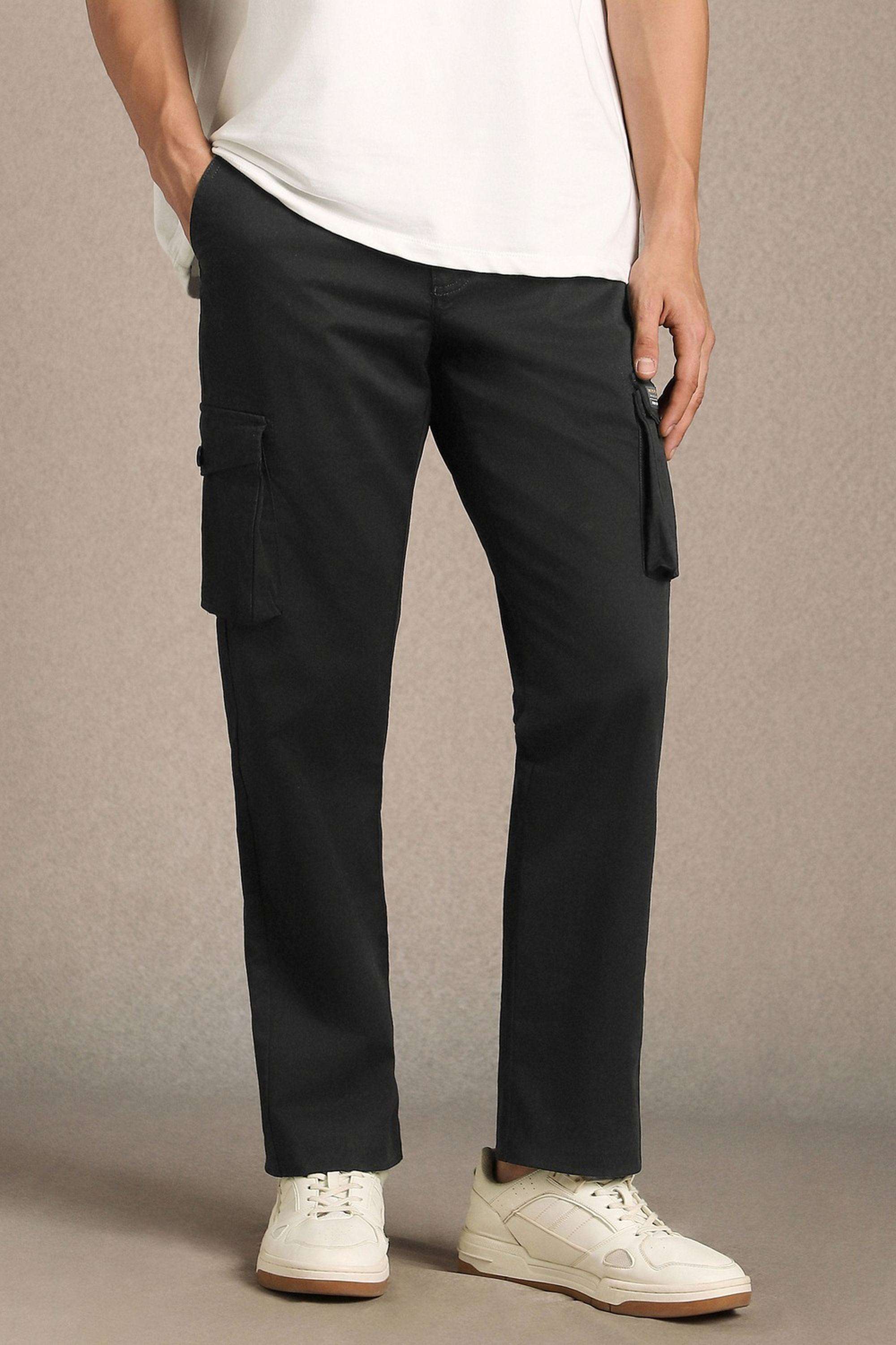 Solid-Cotton-Blend-Straight-Fit-Men-s-Casual-Trousers