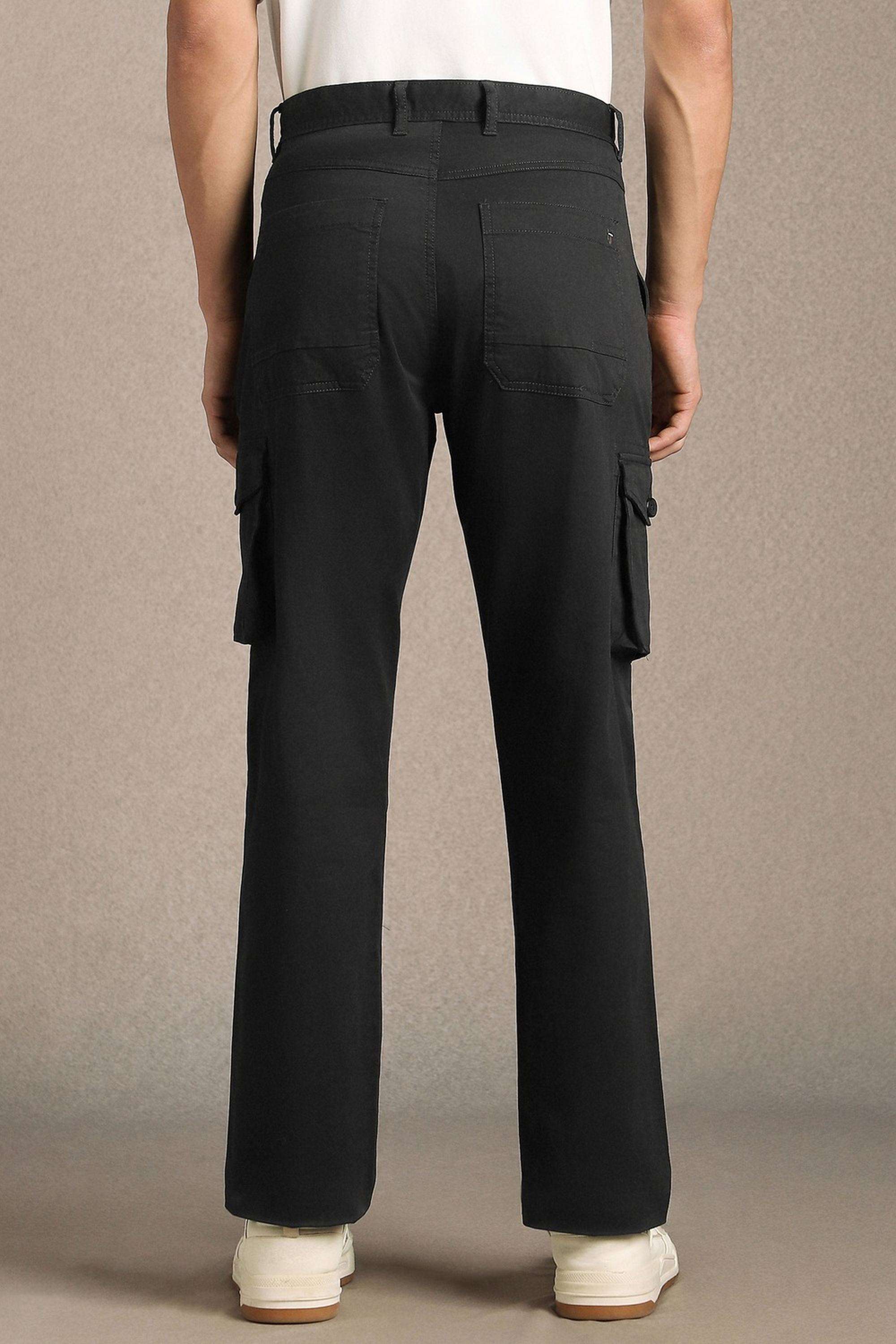 Solid-Cotton-Blend-Straight-Fit-Men-s-Casual-Trousers