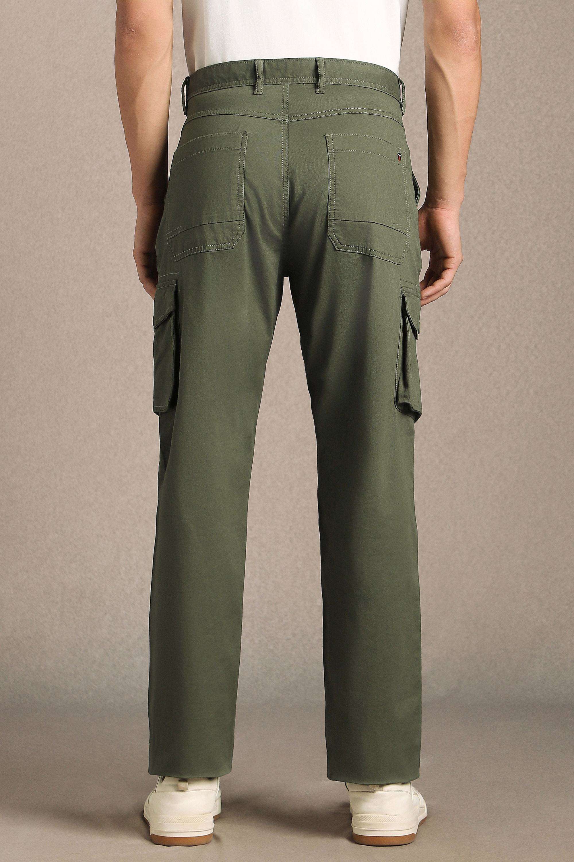 Solid-Cotton-Blend-Straight-Fit-Men-s-Casual-Trousers