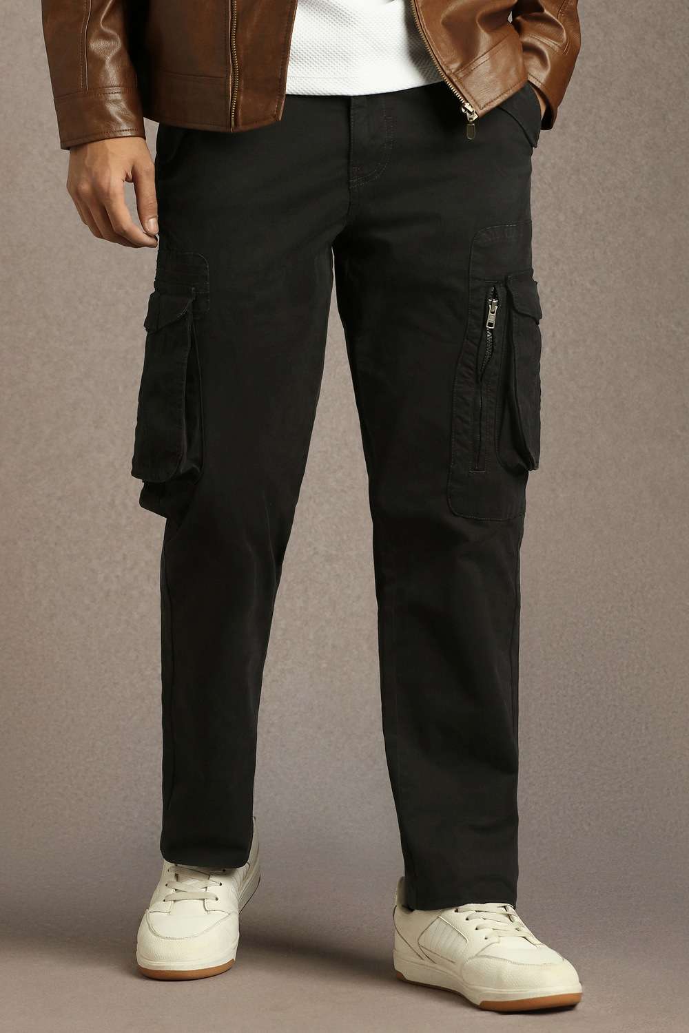 Solid-Cotton-Blend-Straight-Fit-Men-s-Trousers