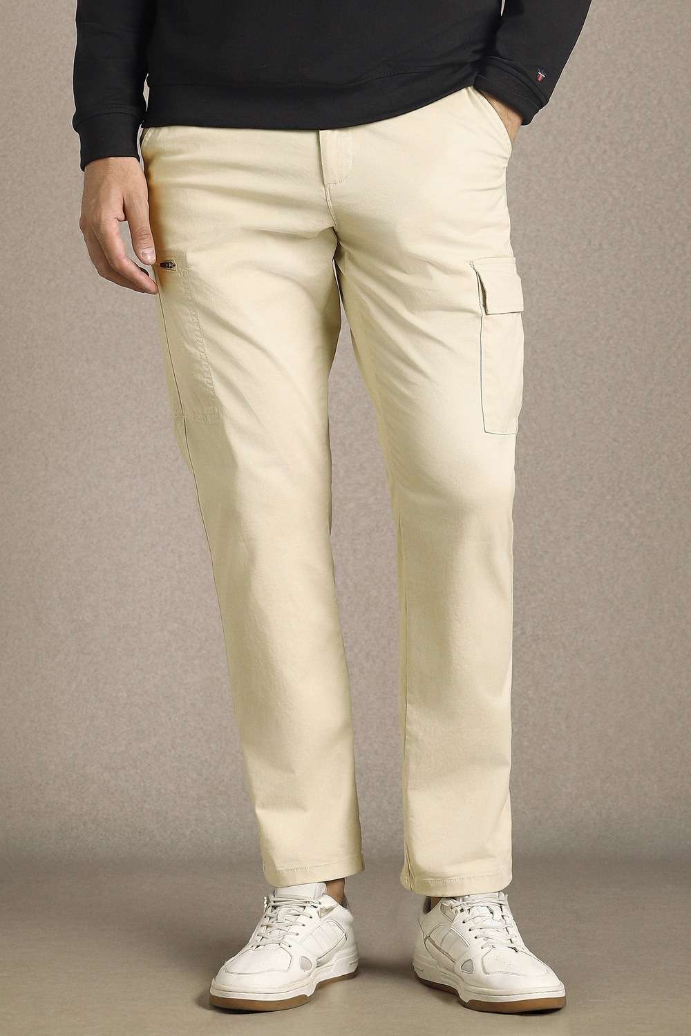 Solid-Cotton-Blend-Straight-Fit-Men-s-Trousers