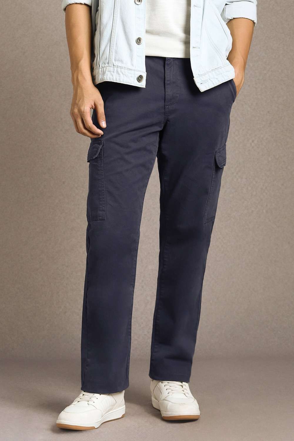 Solid-Cotton-Blend-Straight-Fit-Men-s-Trousers