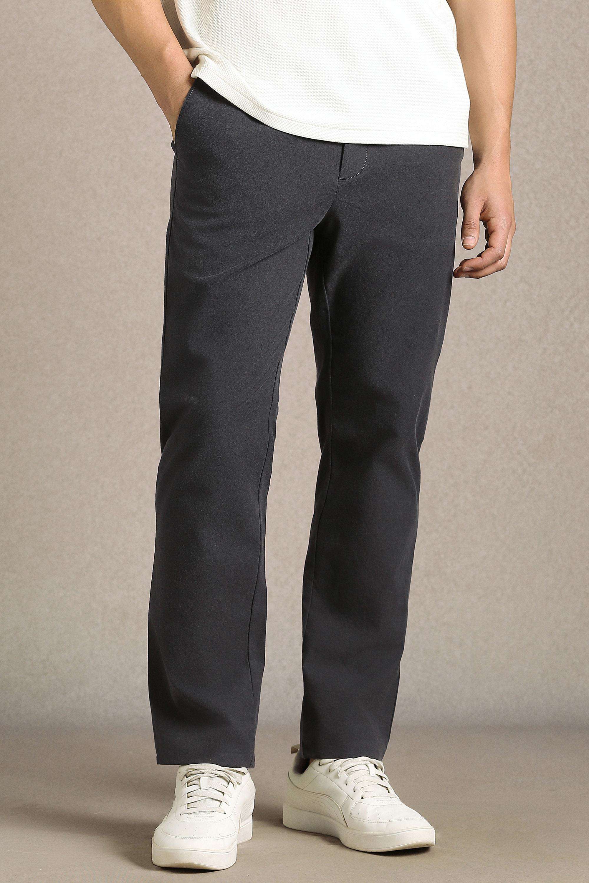 Solid-Cotton-Blend-Straight-Fit-Men-s-Casual-Trousers