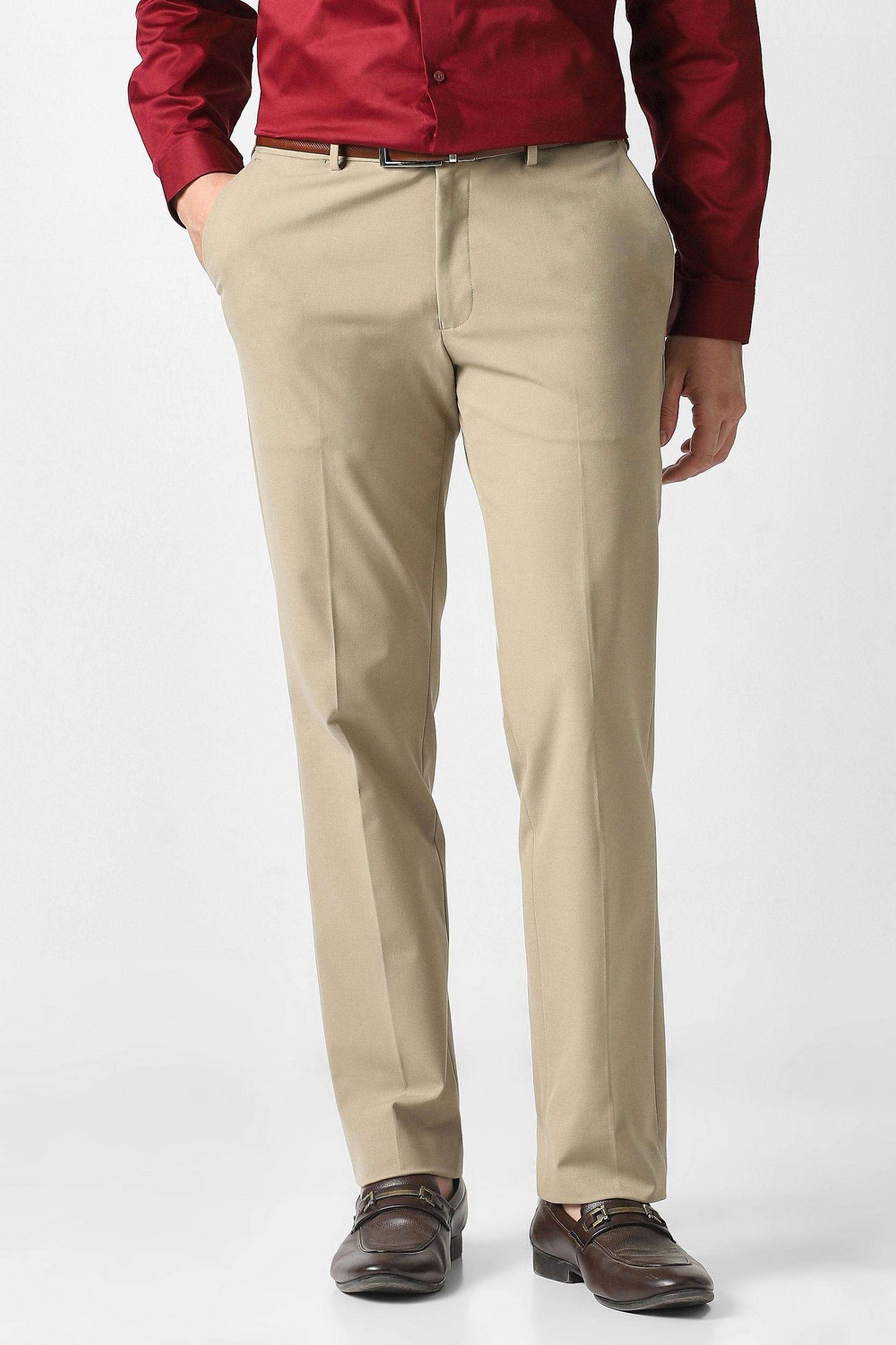 Solid-Polyester-Viscose-Slim-Fit-Men-s-Casual-Trousers