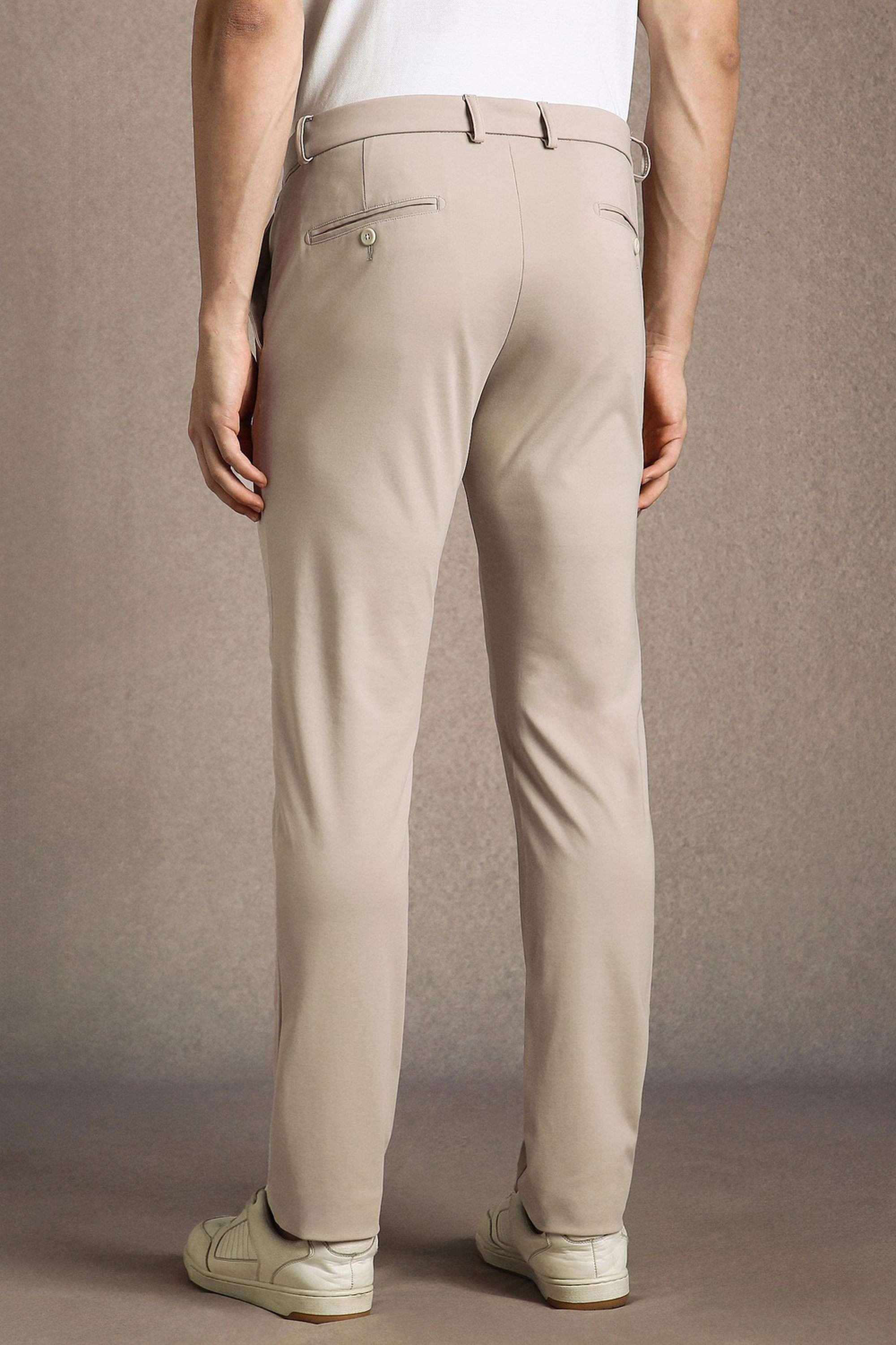 Solid-Cotton-Blend-Tapered-Fit-Men-s-Casual-Trousers