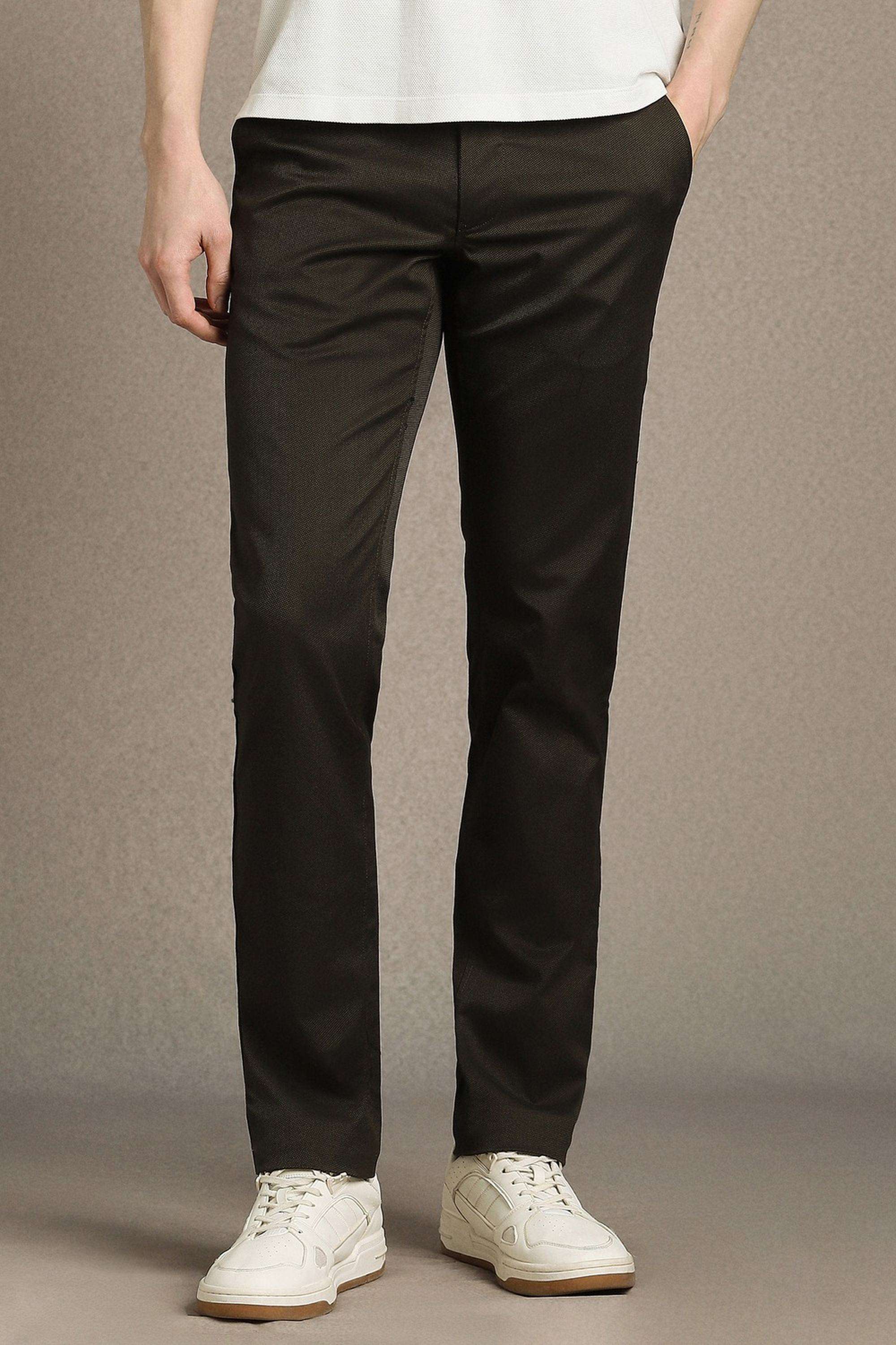 Solid-Cotton-Blend-Tapered-Fit-Men-s-Casual-Trousers