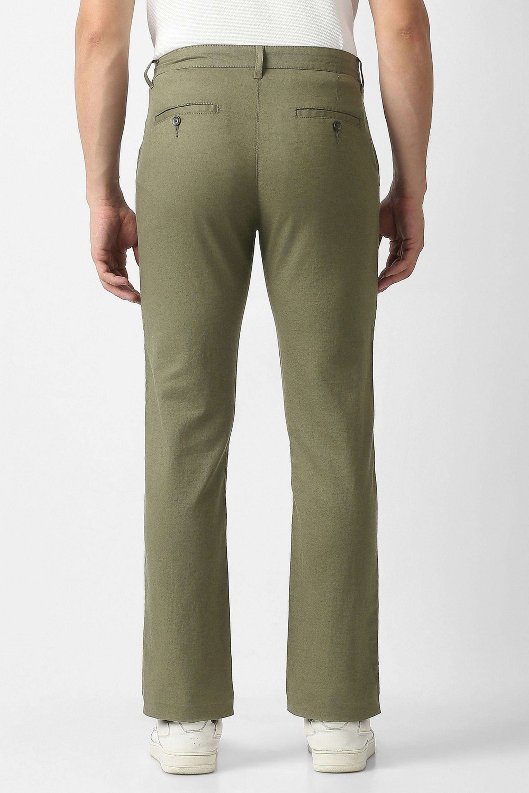 Solid-Cotton-Linen-Blend-Compression-Fit-Men-s-Casual-Trousers