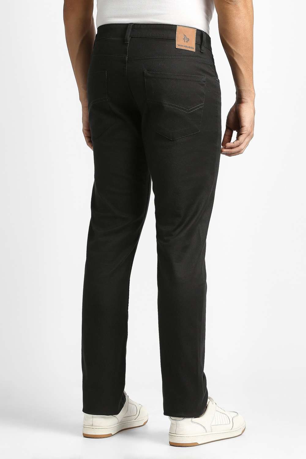 Solid-Cotton-Blend-Slim-Fit-Men-s-Casual-Wear-Trousers