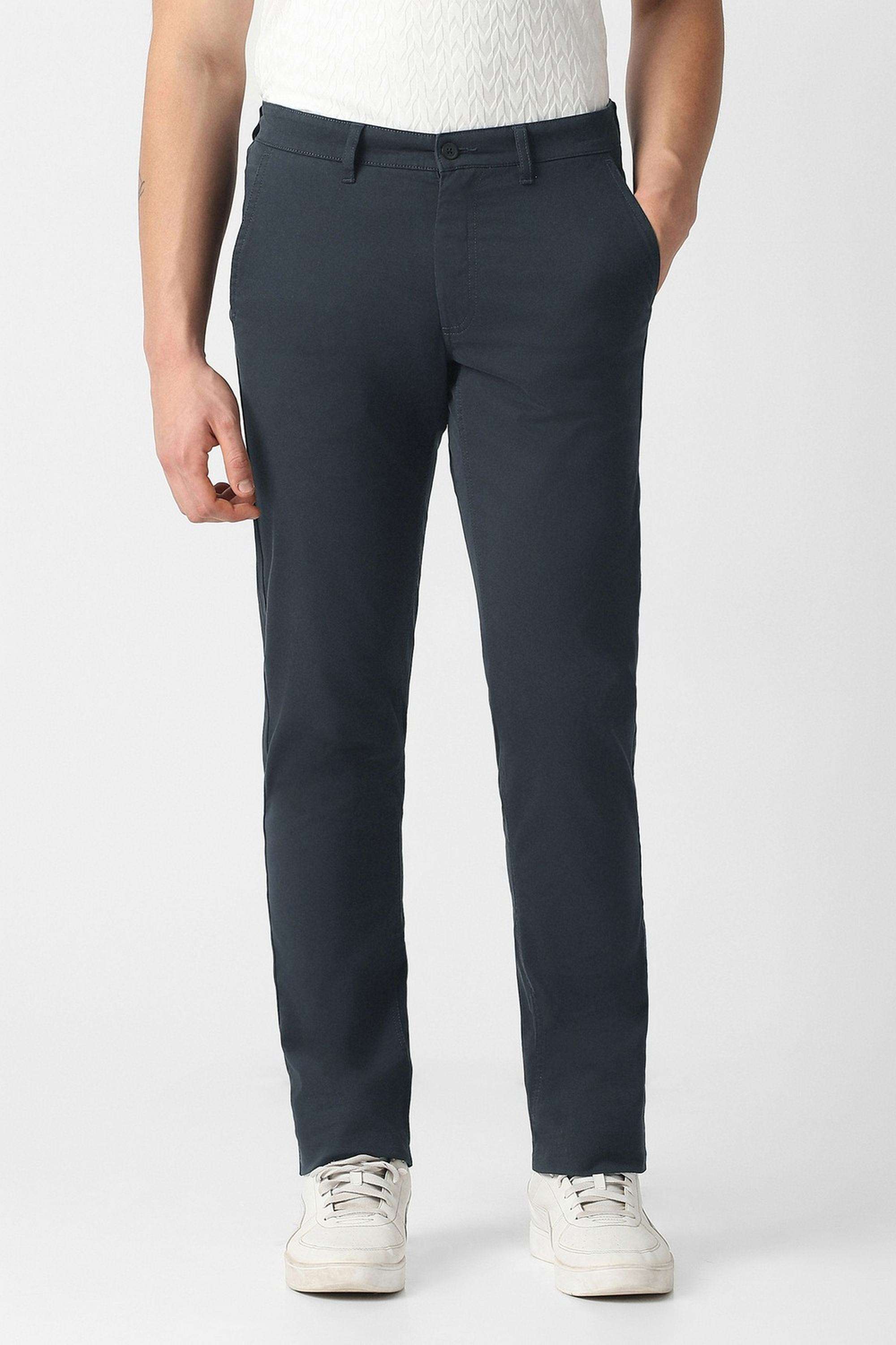 Solid-Cotton-Blend-Slim-Fit-Men-s-Casual-Wear-Trousers