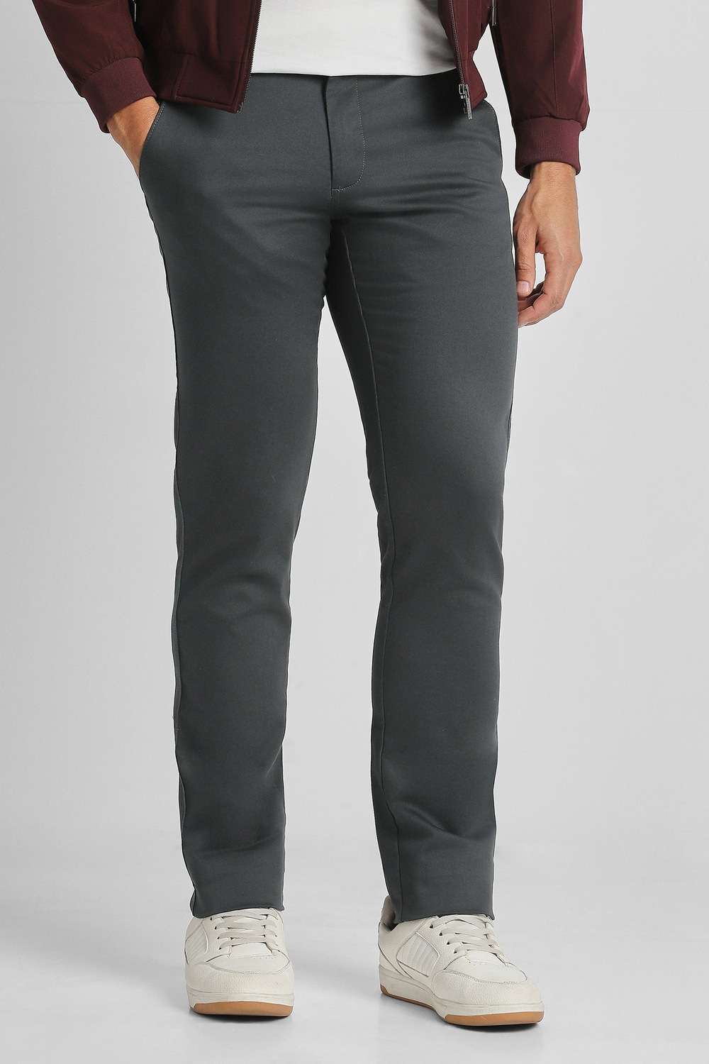 Solid-Cotton-Blend-Slim-Fit-Men-s-Casual-Wear-Trousers
