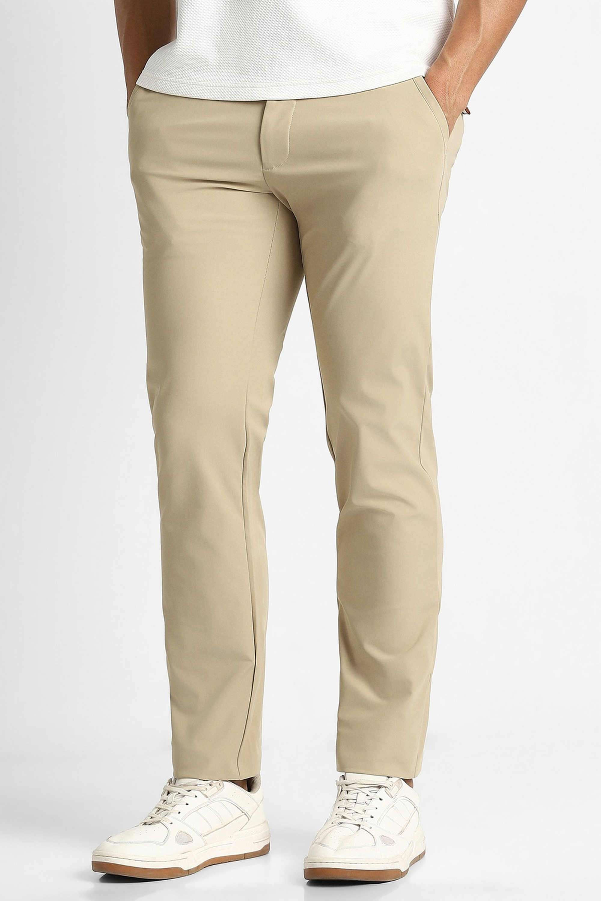 Solid-Polyester-Slim-Fit-Men-s-Trousers