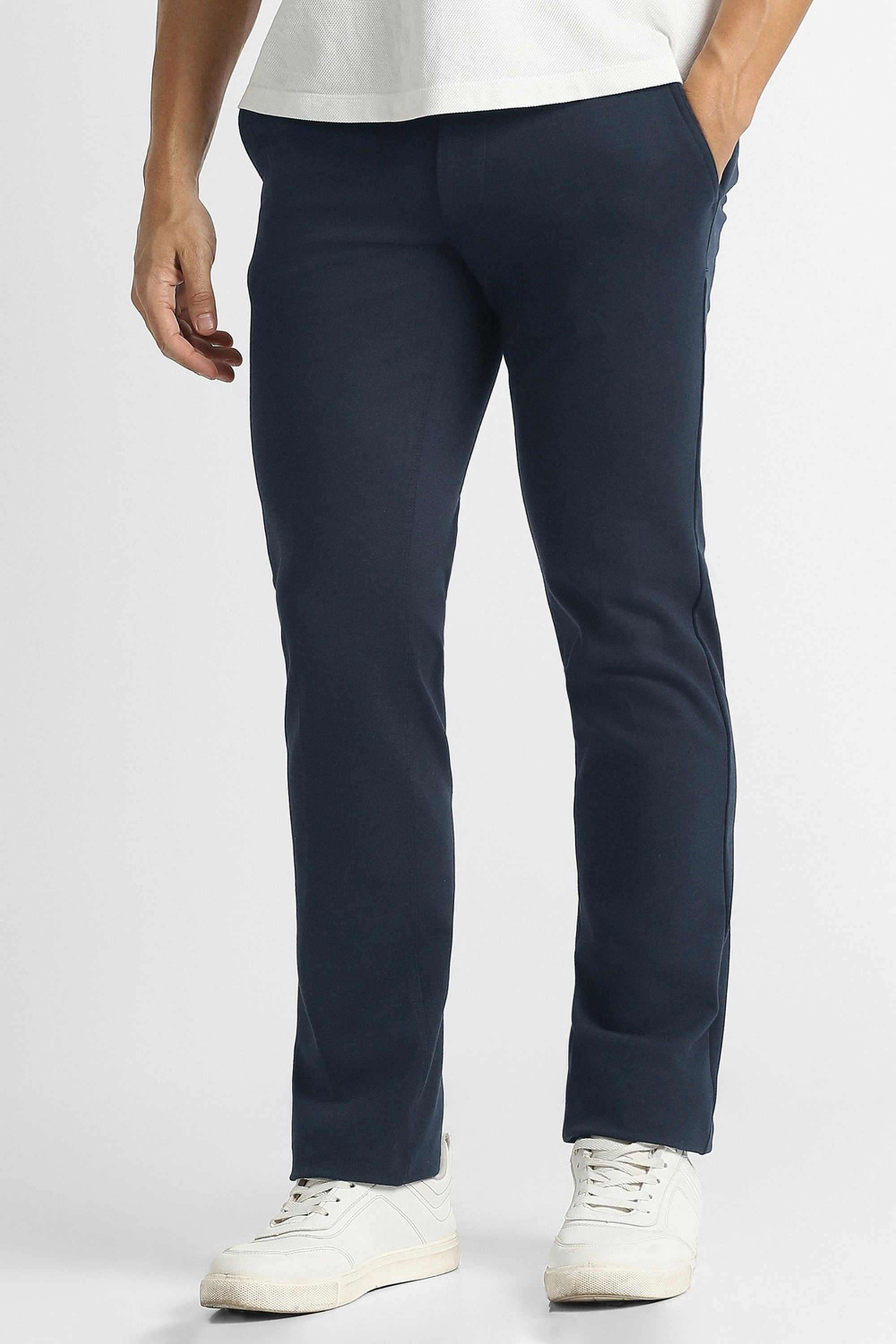 Solid-Polyester-Viscose-Slim-Fit-Men-s-Trousers