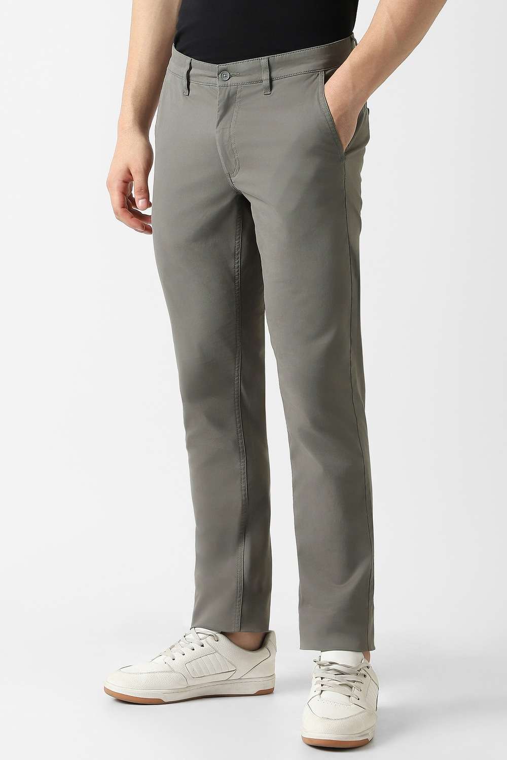 Solid-Cotton-Blend-Slim-Fit-Men-s-Trousers