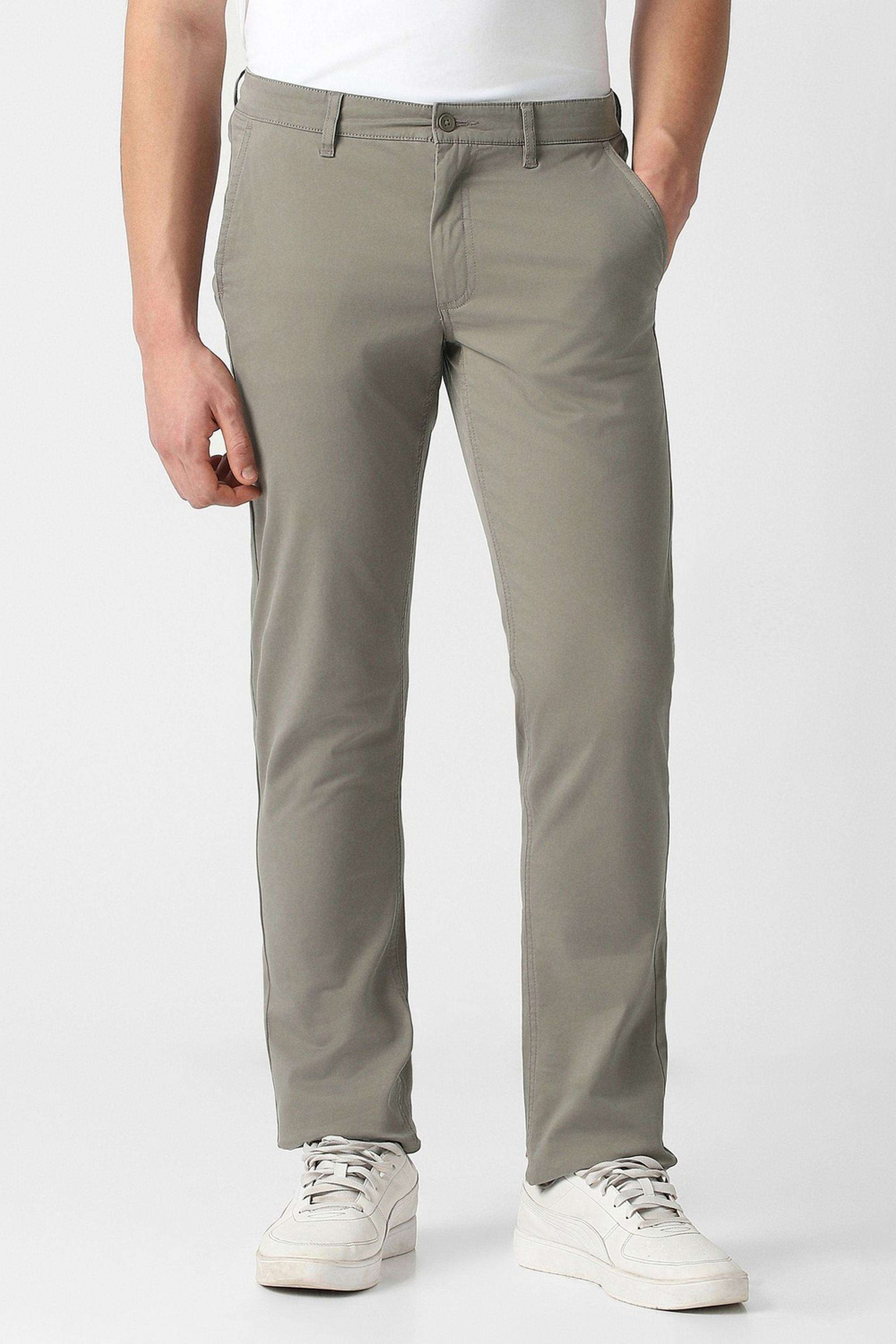 Solid-Cotton-Blend-Slim-Fit-Men-s-Casual-Wear-Trousers