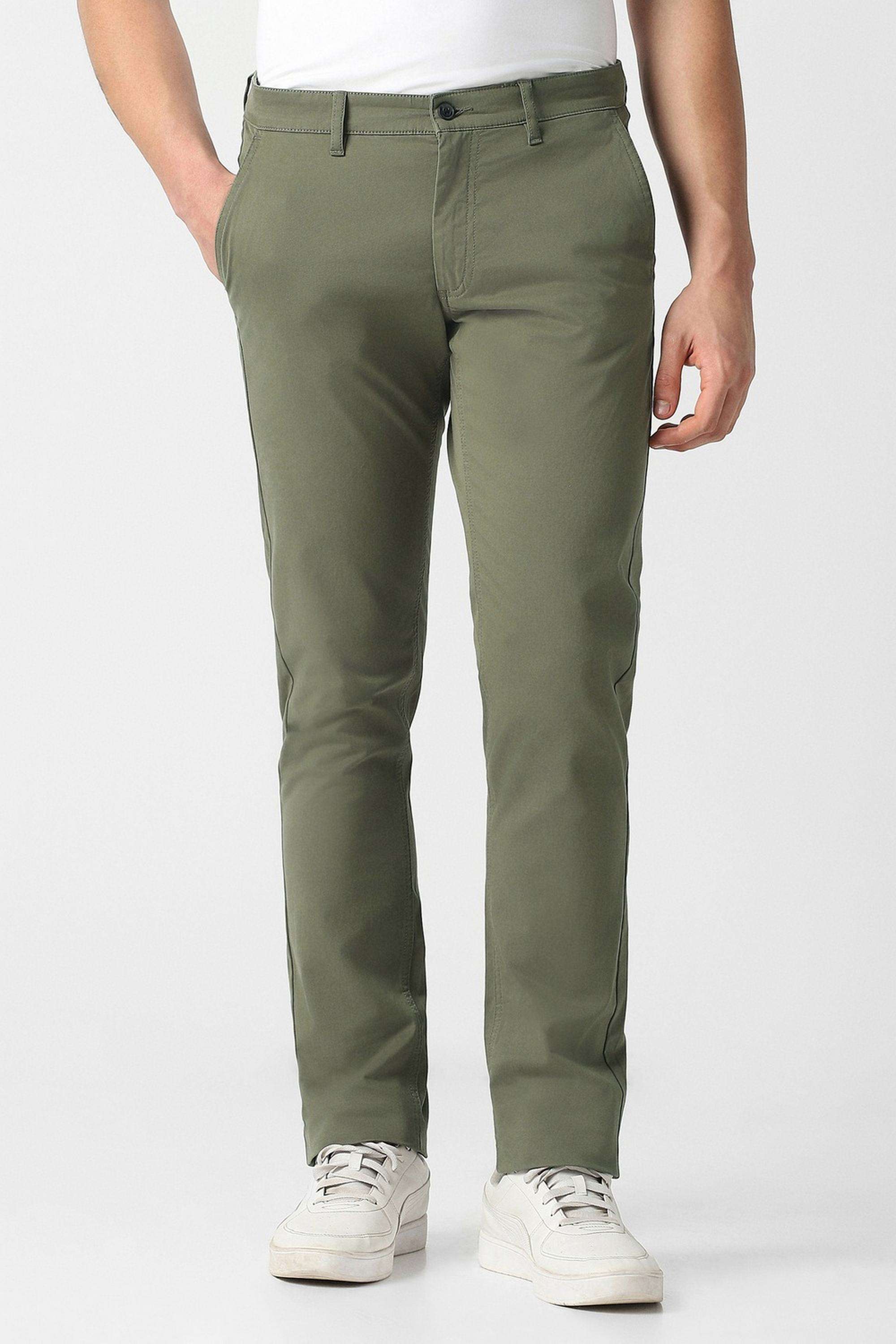 Solid-Cotton-Blend-Slim-Fit-Men-s-Casual-Wear-Trousers