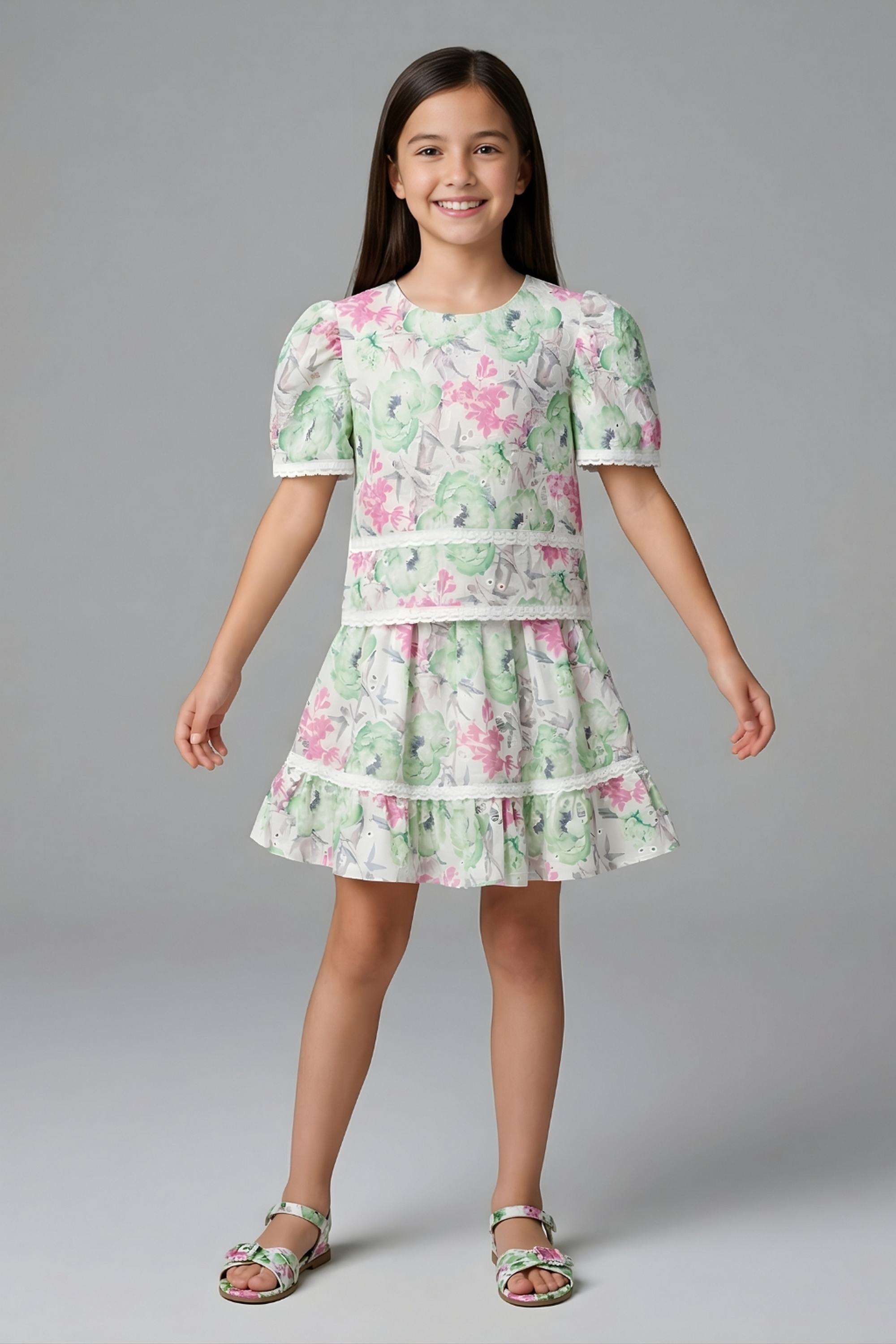 Embroidered-Cotton-Regular-Fit-Girls-Skirt-Set
