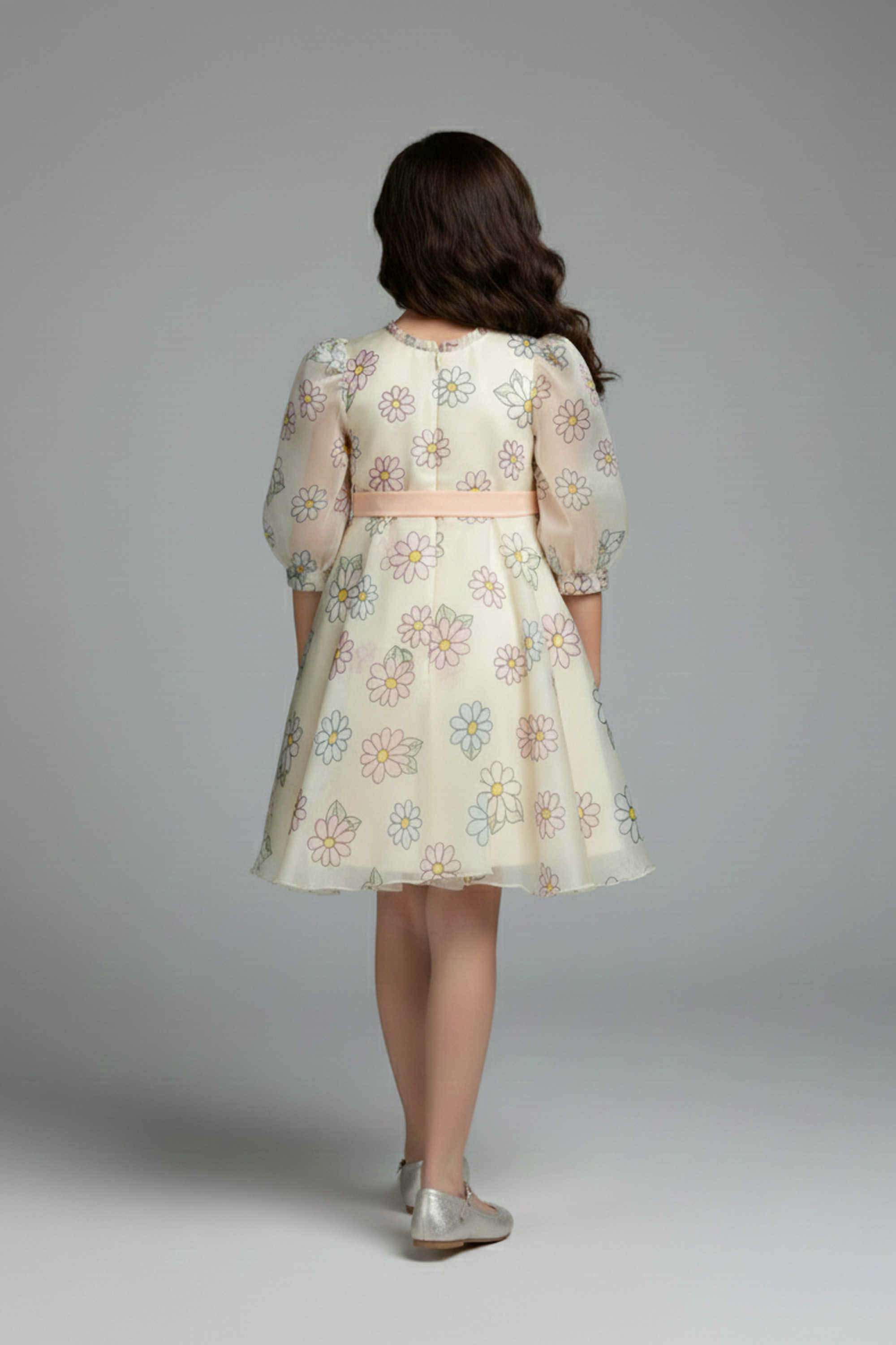 Printed-Polyester-Round-Neck-Girls-s-Party-Wear-Frock