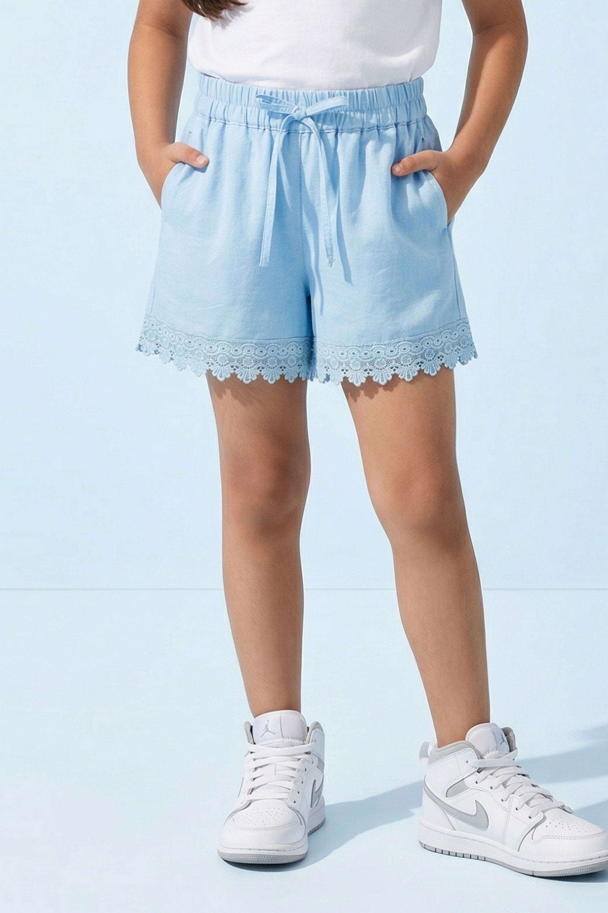 Solid-Blended-Fabric-Regular-Fit-Girls-Shorts