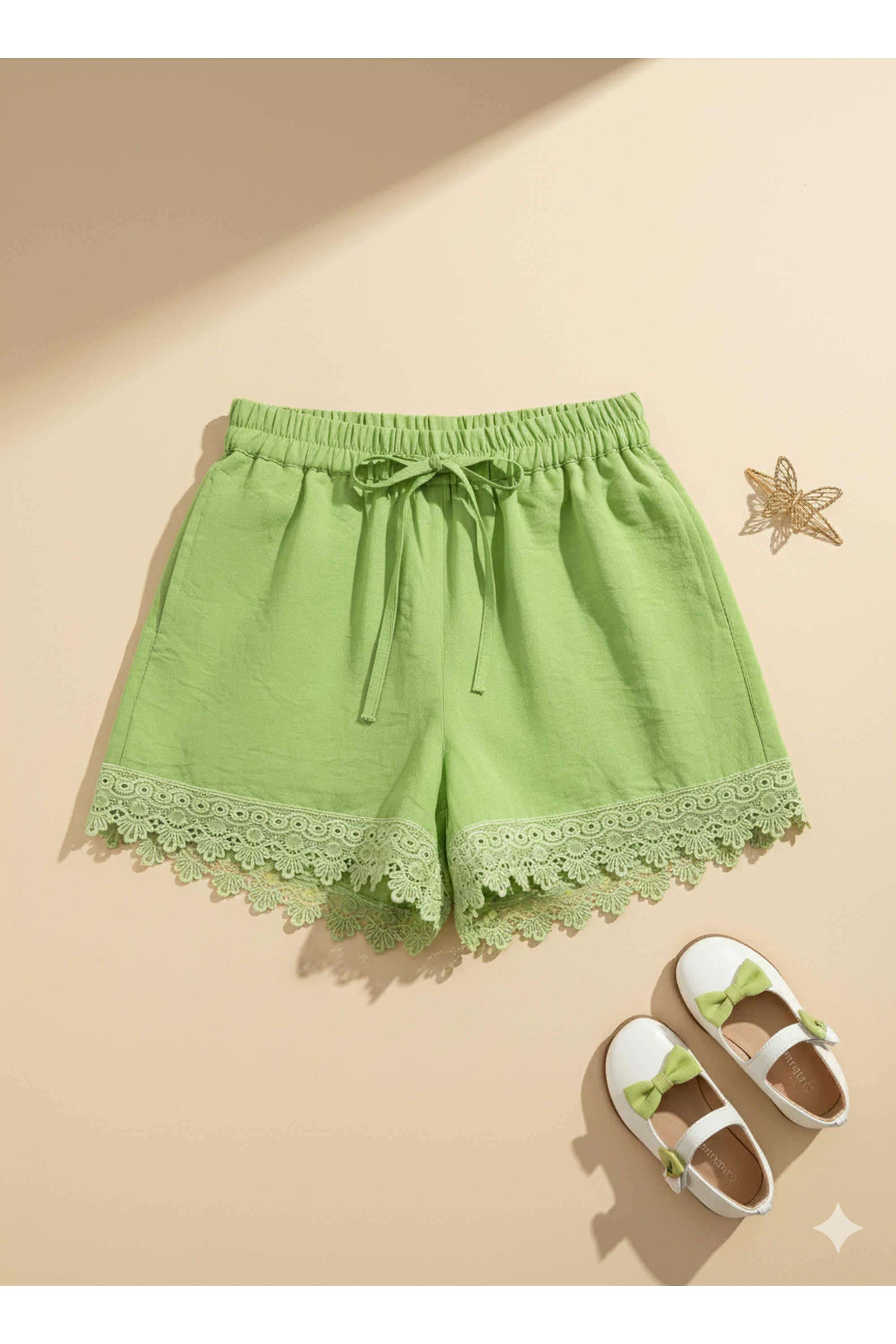 Solid-Nylon-Viscose-Regular-Fit-Girls-Shorts