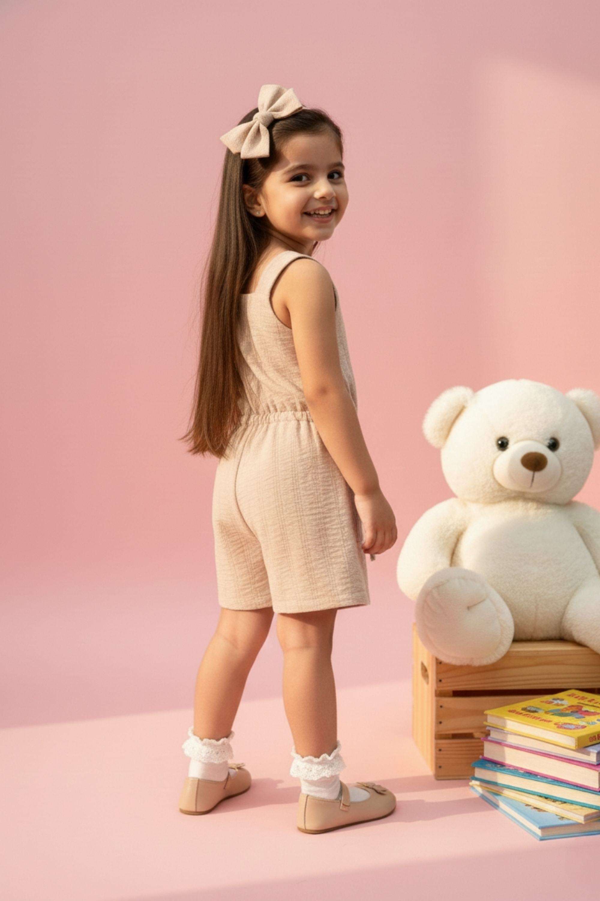 Textured-Blended-Fabric-Square-Neck-Infant-Girls-Casual-Wear-Jumpsuit