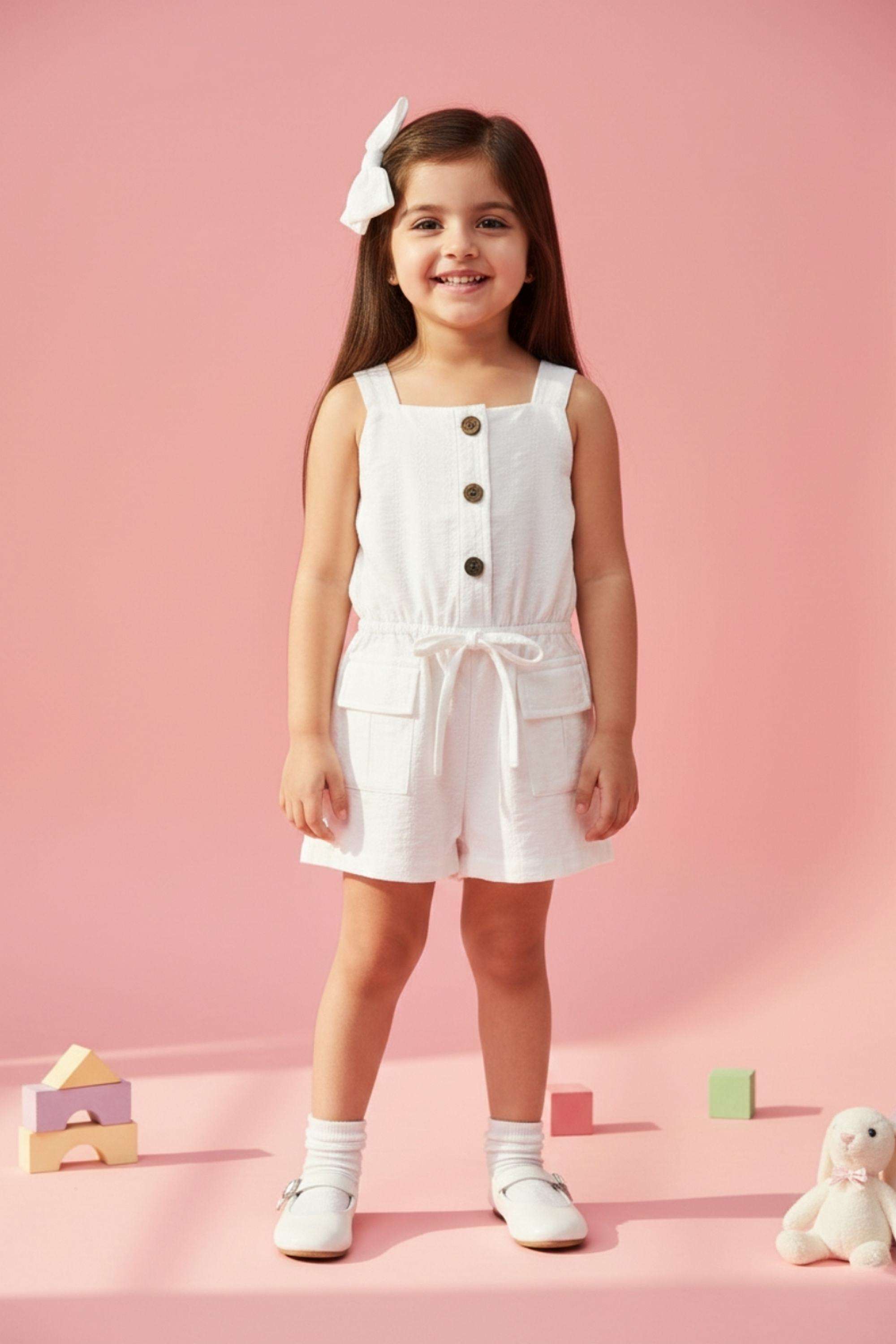 Textured-Blended-Fabric-Square-Neck-Infant-Girls-Casual-Wear-Jumpsuit