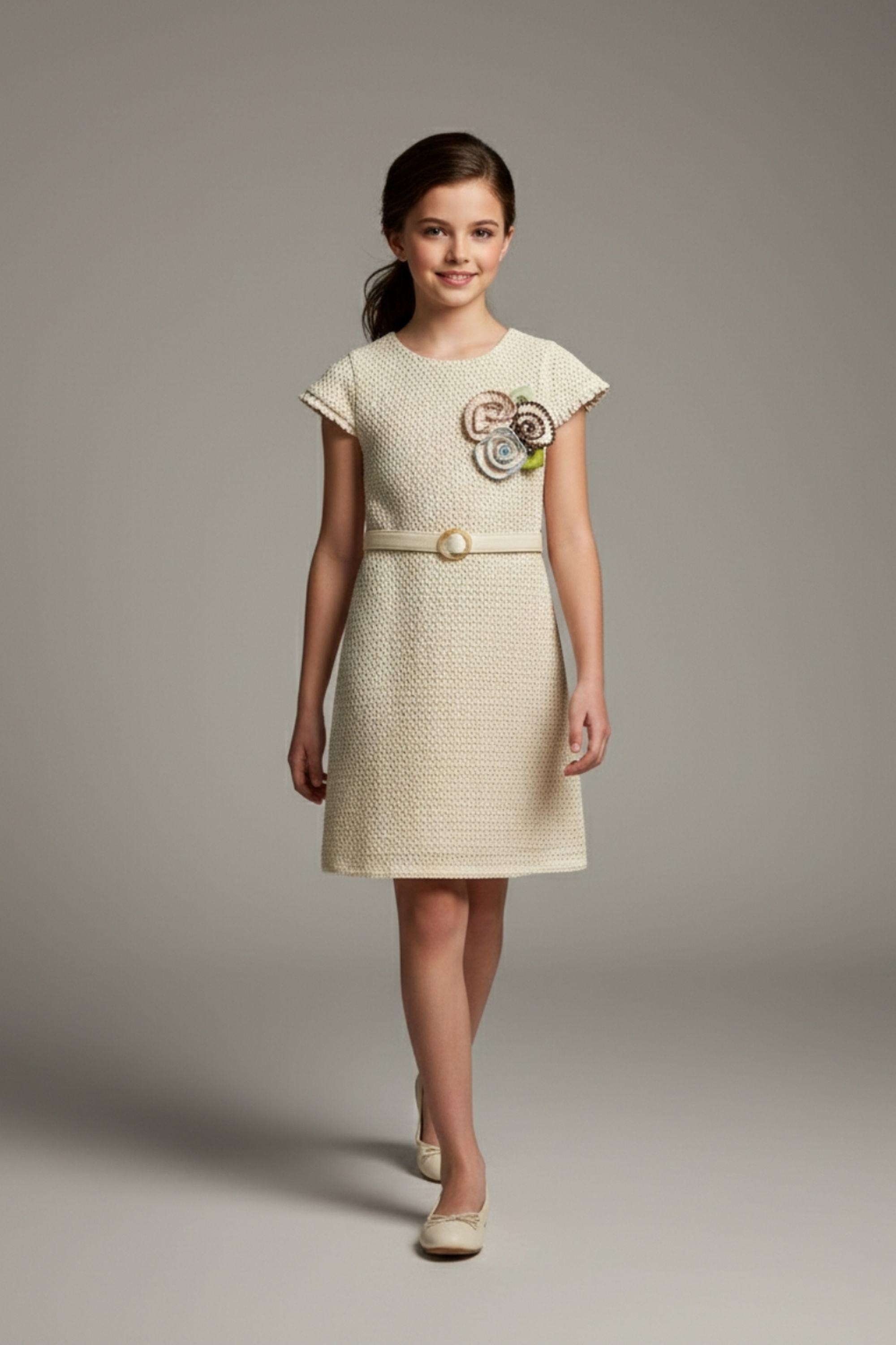 Textured-Polyester-Round-Neck-Girls-Party-Wear-Dress