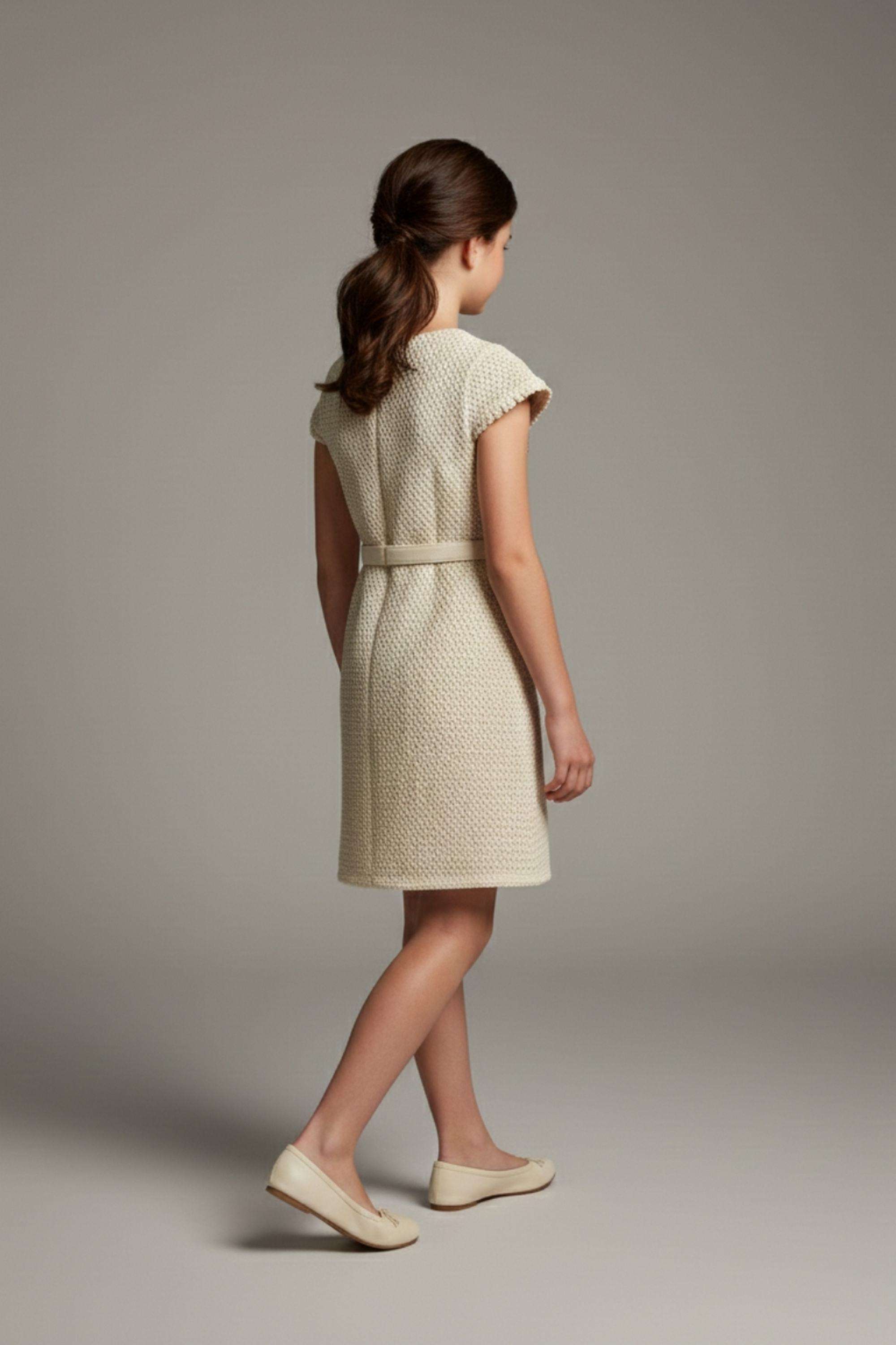 Textured-Polyester-Round-Neck-Girls-Party-Wear-Dress