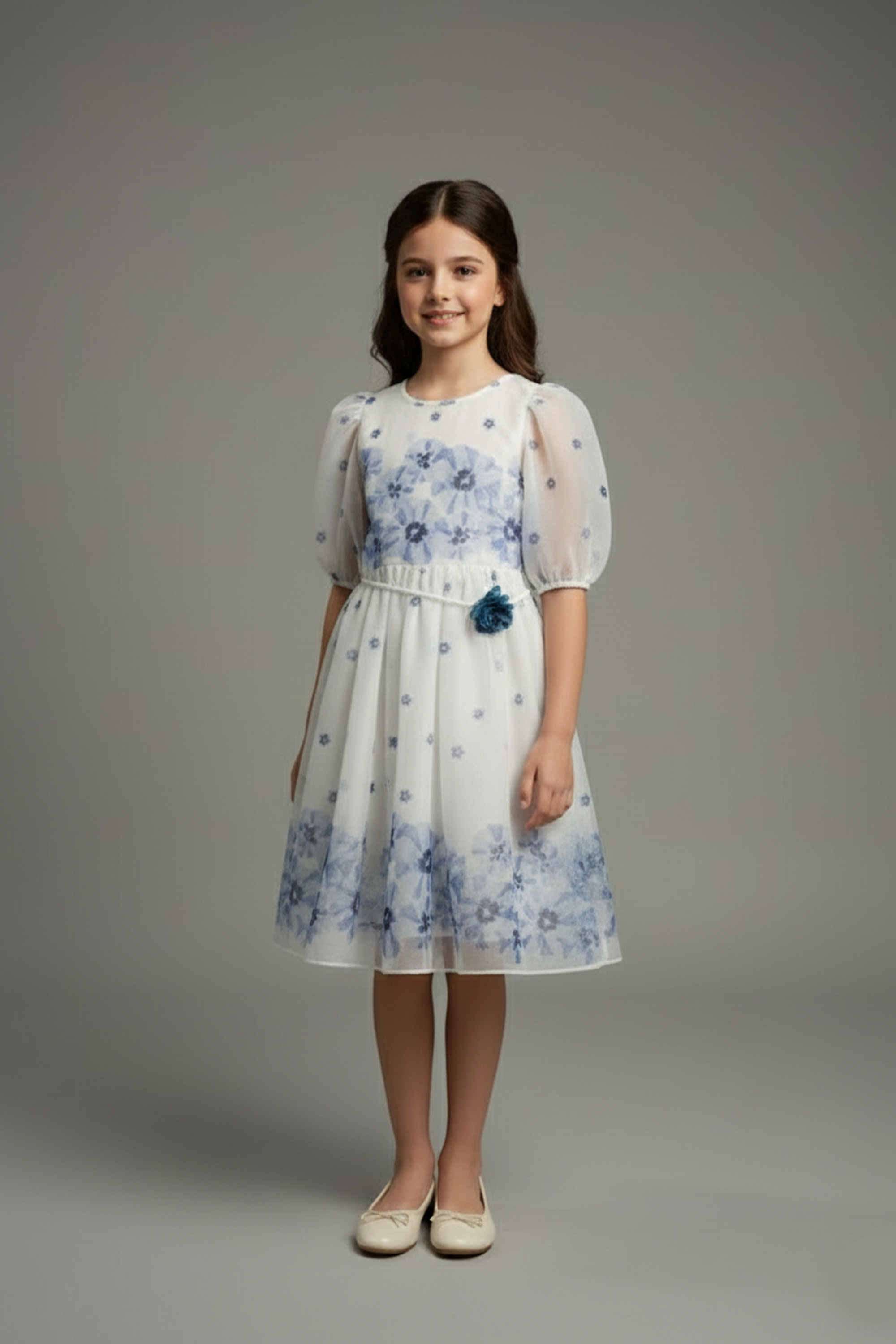 Printed-Polyester-Round-Neck-Girls-Casual-Wear-Dress