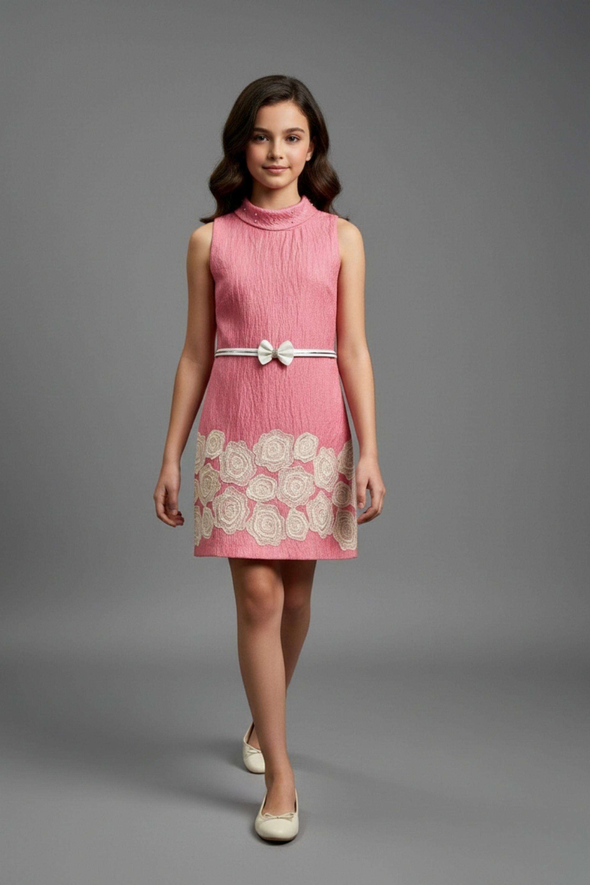 Embroidered-Polyester-Collared-Girls-Party-Wear-Dress