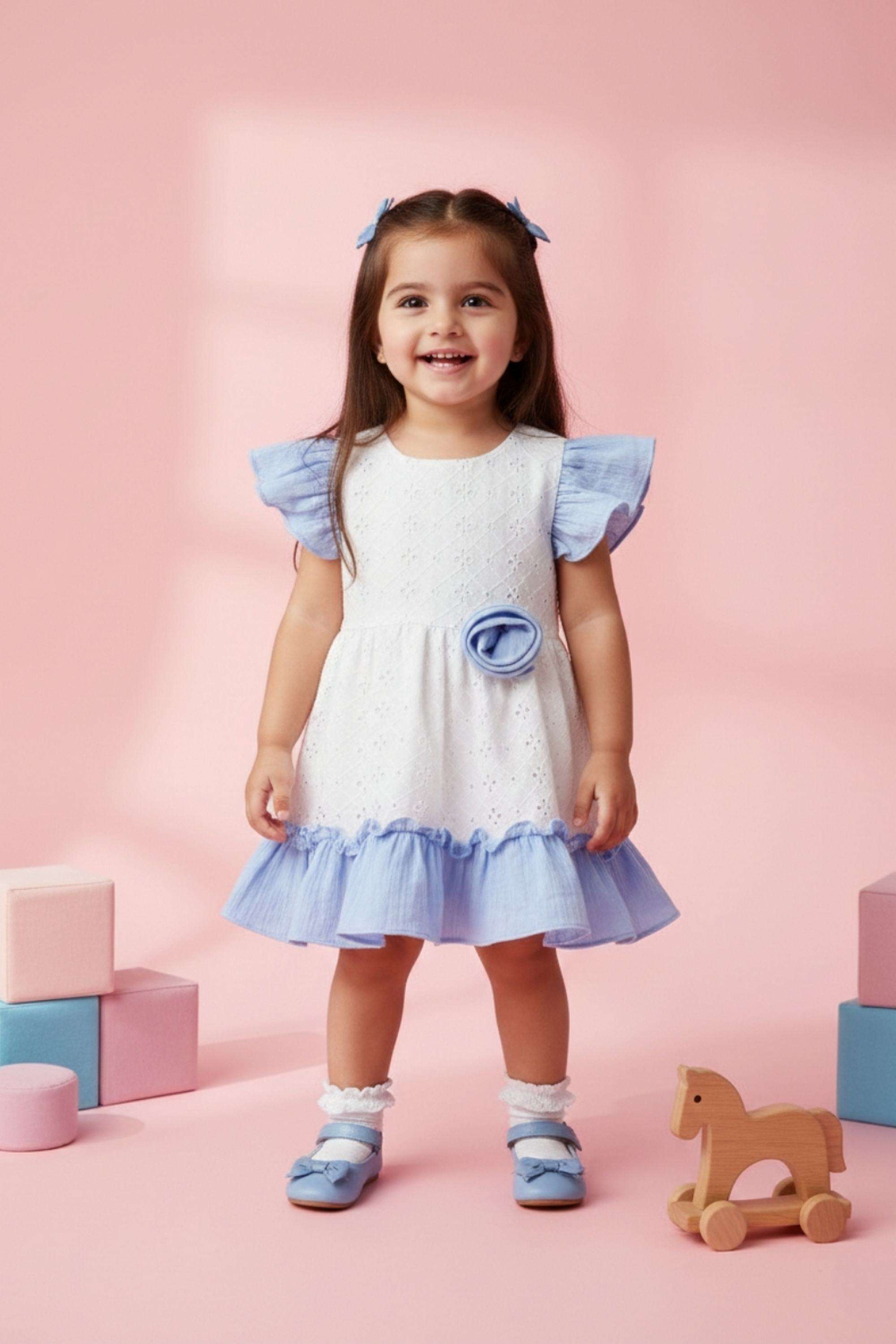 Embroidered-Cotton-Round-Neck-Infant-Girls-Casual-Wear-Dress