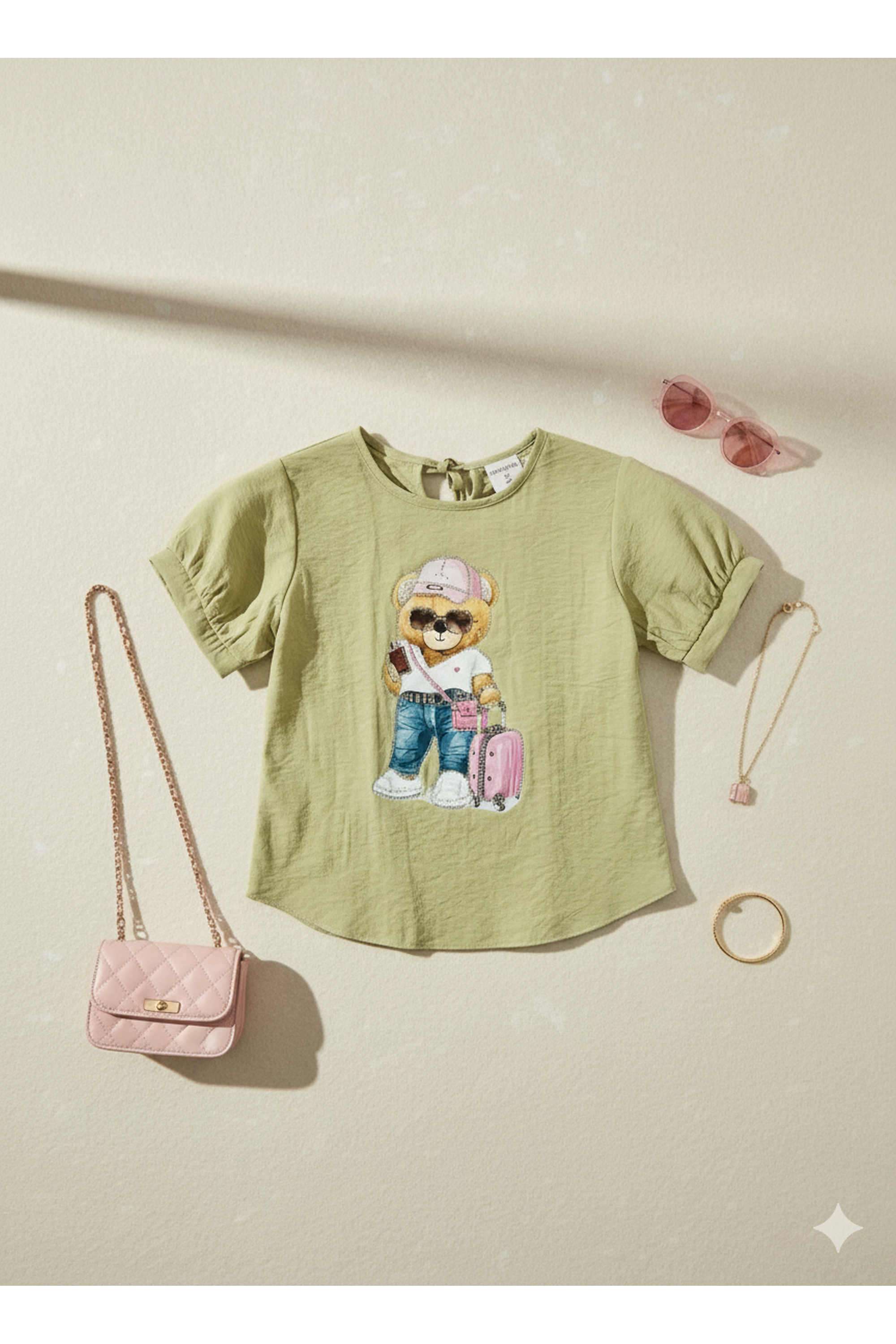 Solid-Polyester-Round-Neck-Girls-Top