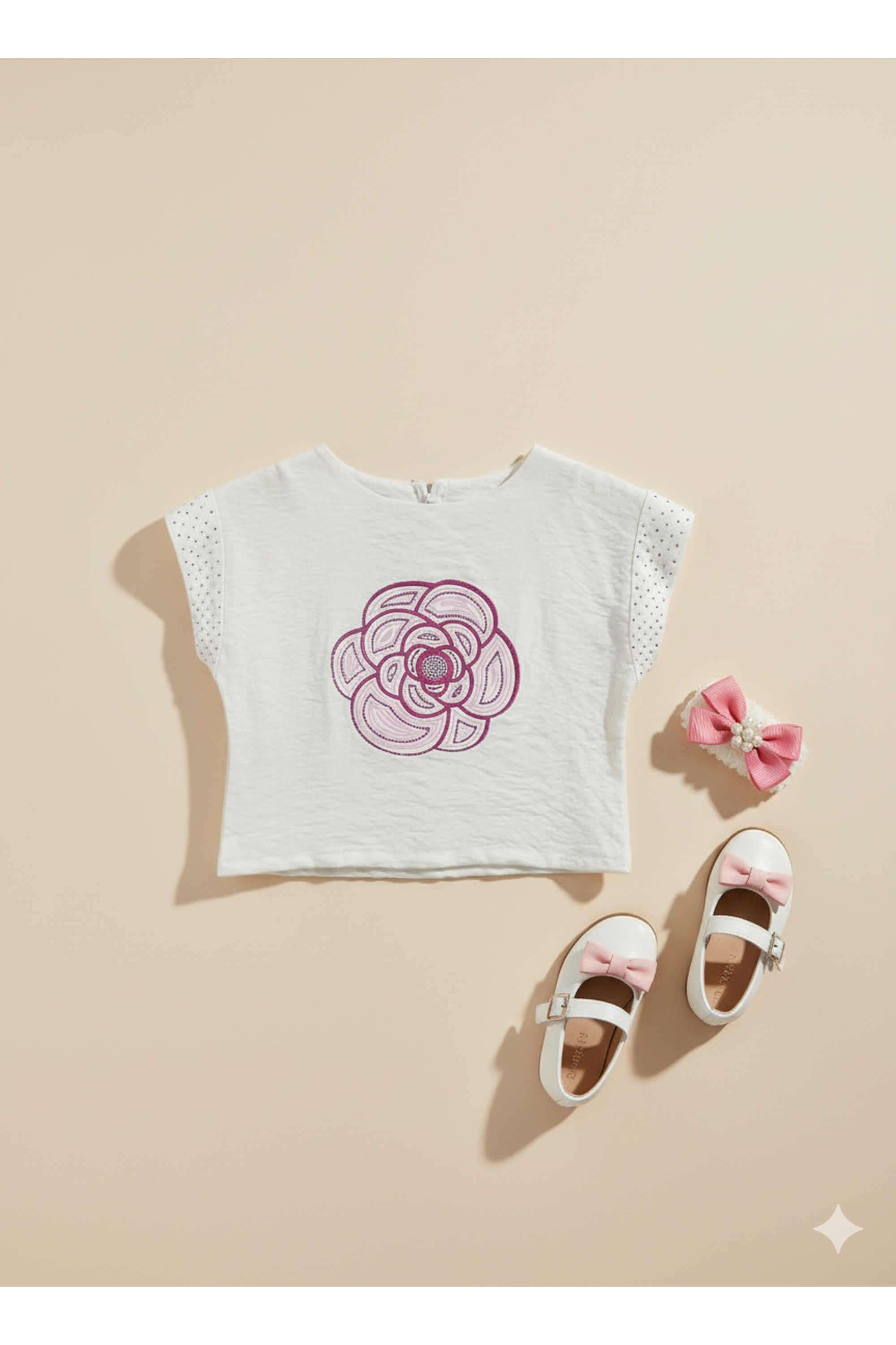 Solid-Nylon-Viscose-Round-Neck-Girls-Top