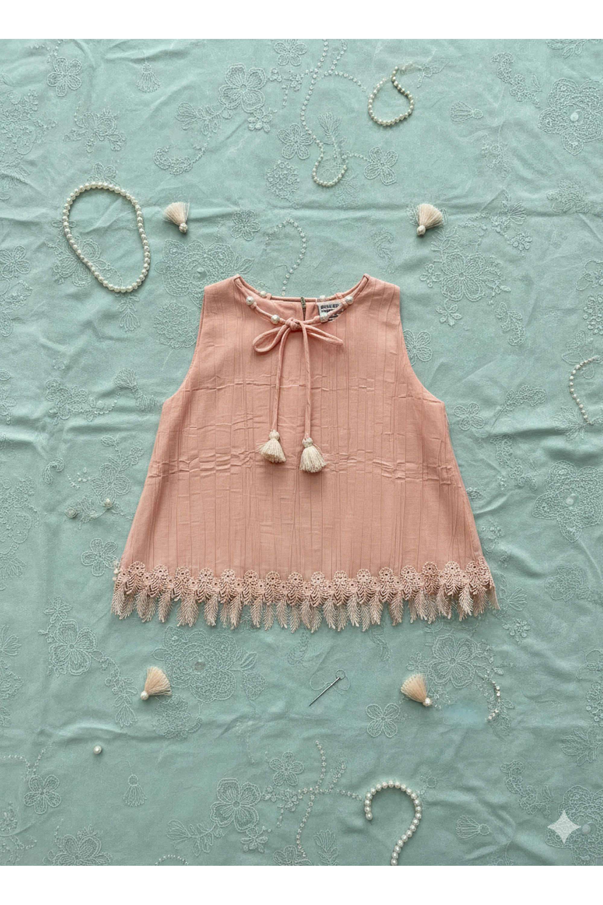 Textured-Nylon-Viscose-Round-Neck-Girls-Top