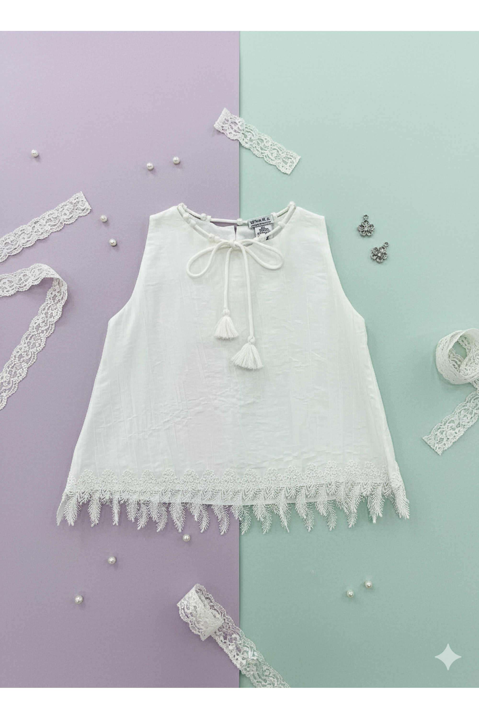 Textured-Nylon-Viscose-Round-Neck-Girls-Top