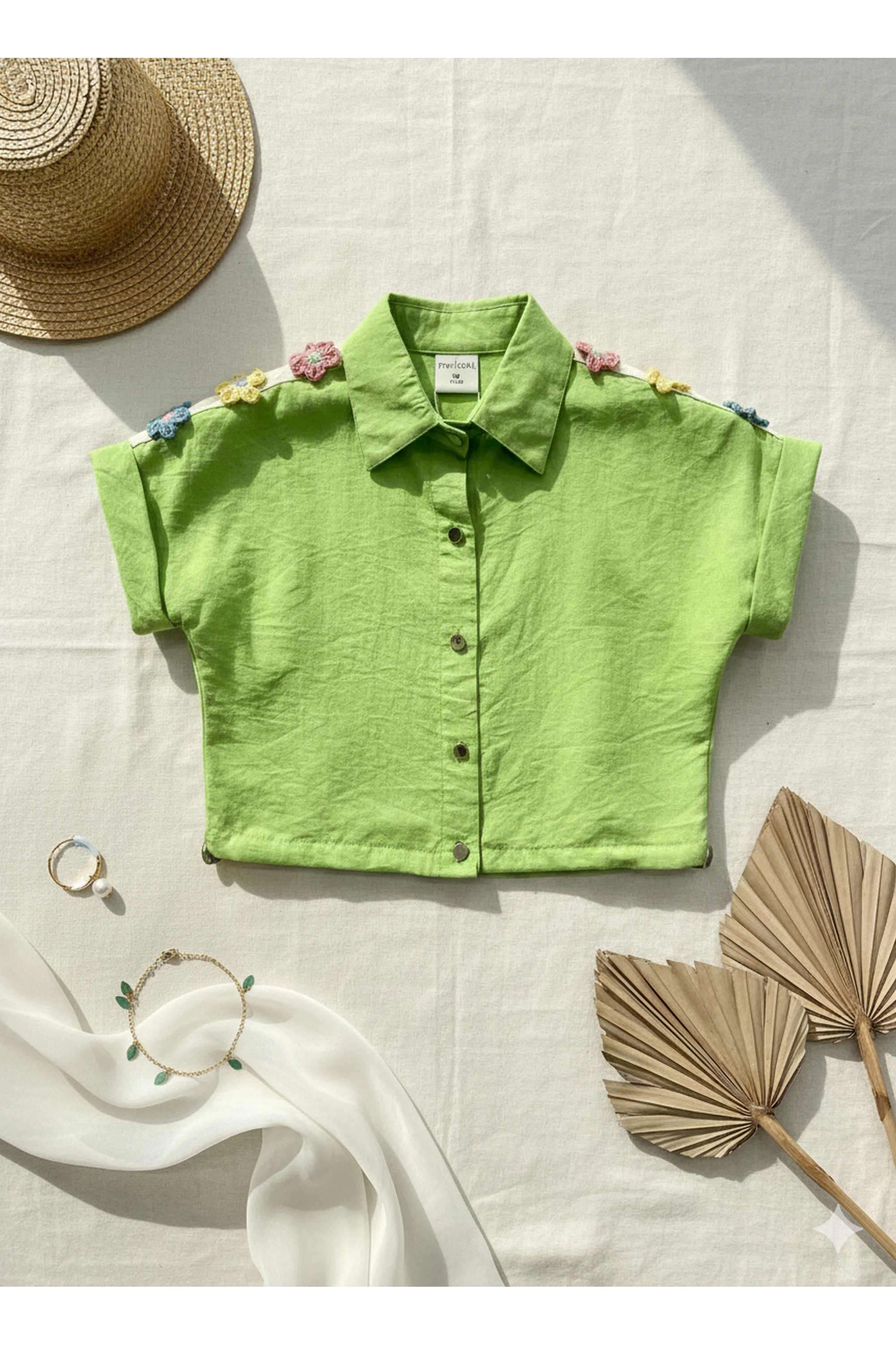 Solid-Nylon-Viscose-Girls-Shirt